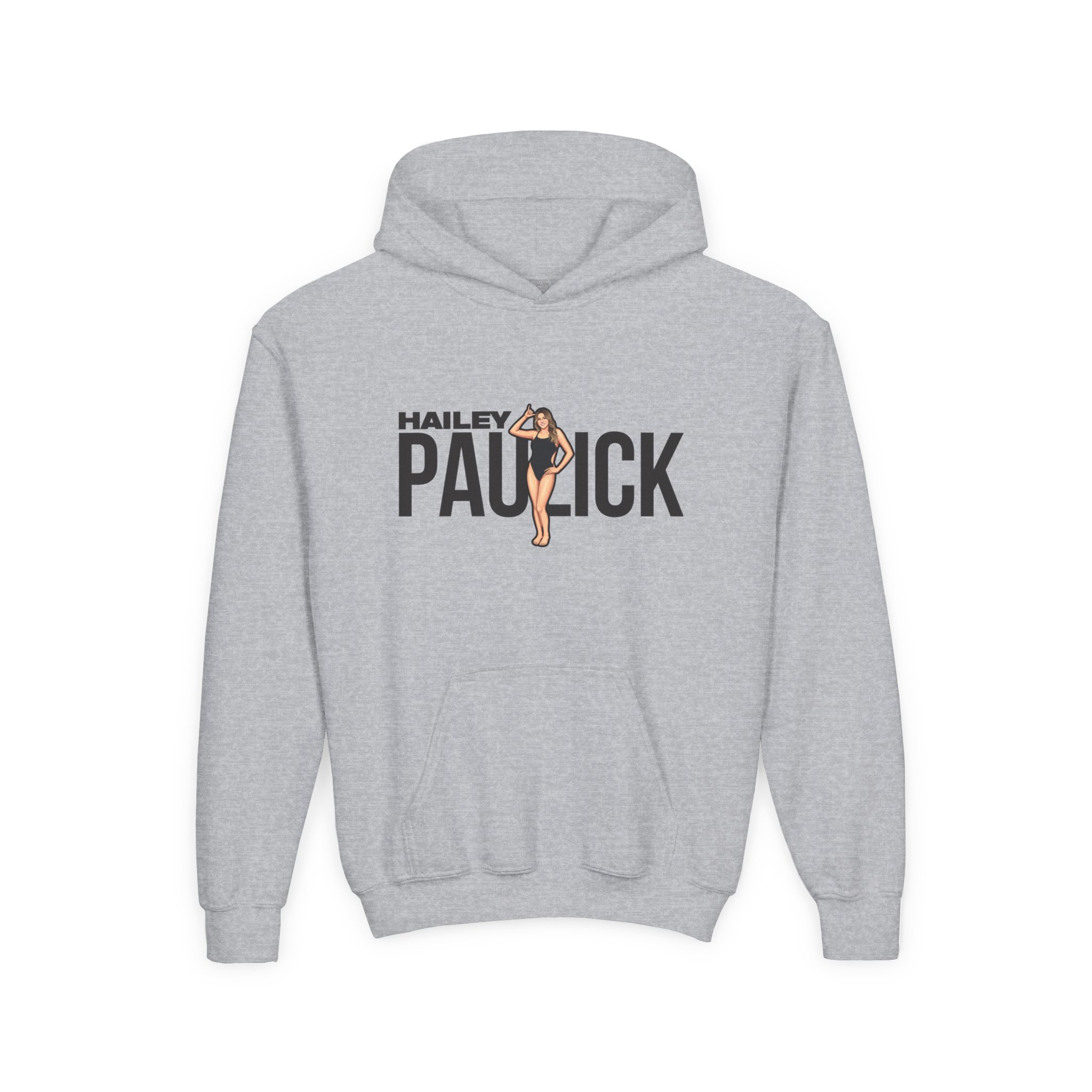 Youth Hoodie — character_player_name in Grey