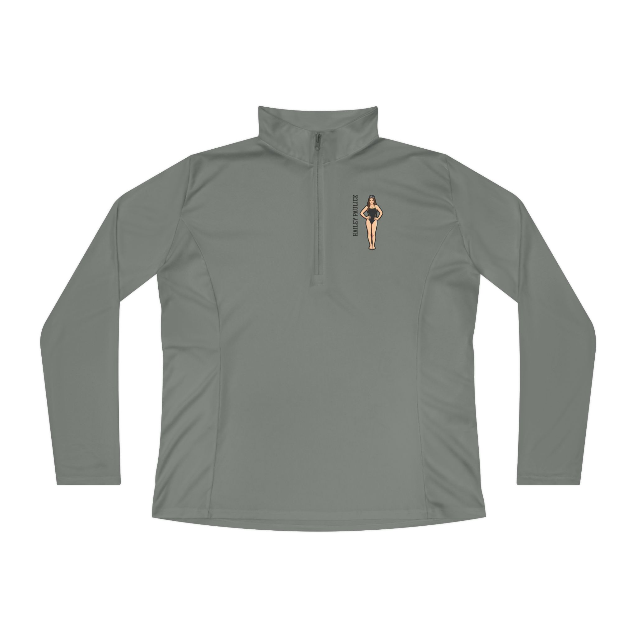 Women's Q-Zip Pullover — character_name_vertical in Grey