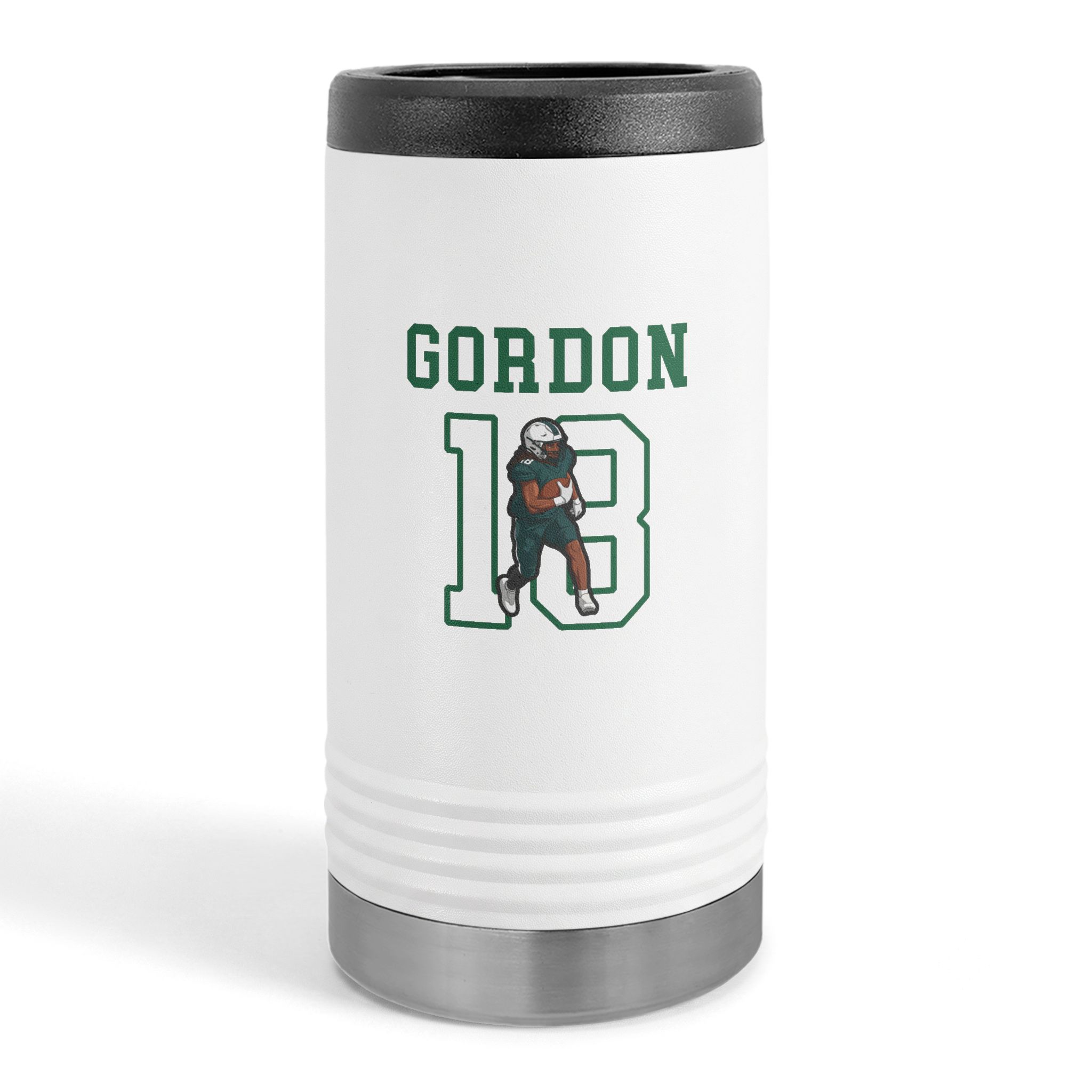 Slim Stainless Can Cooler — character_shirsey in White