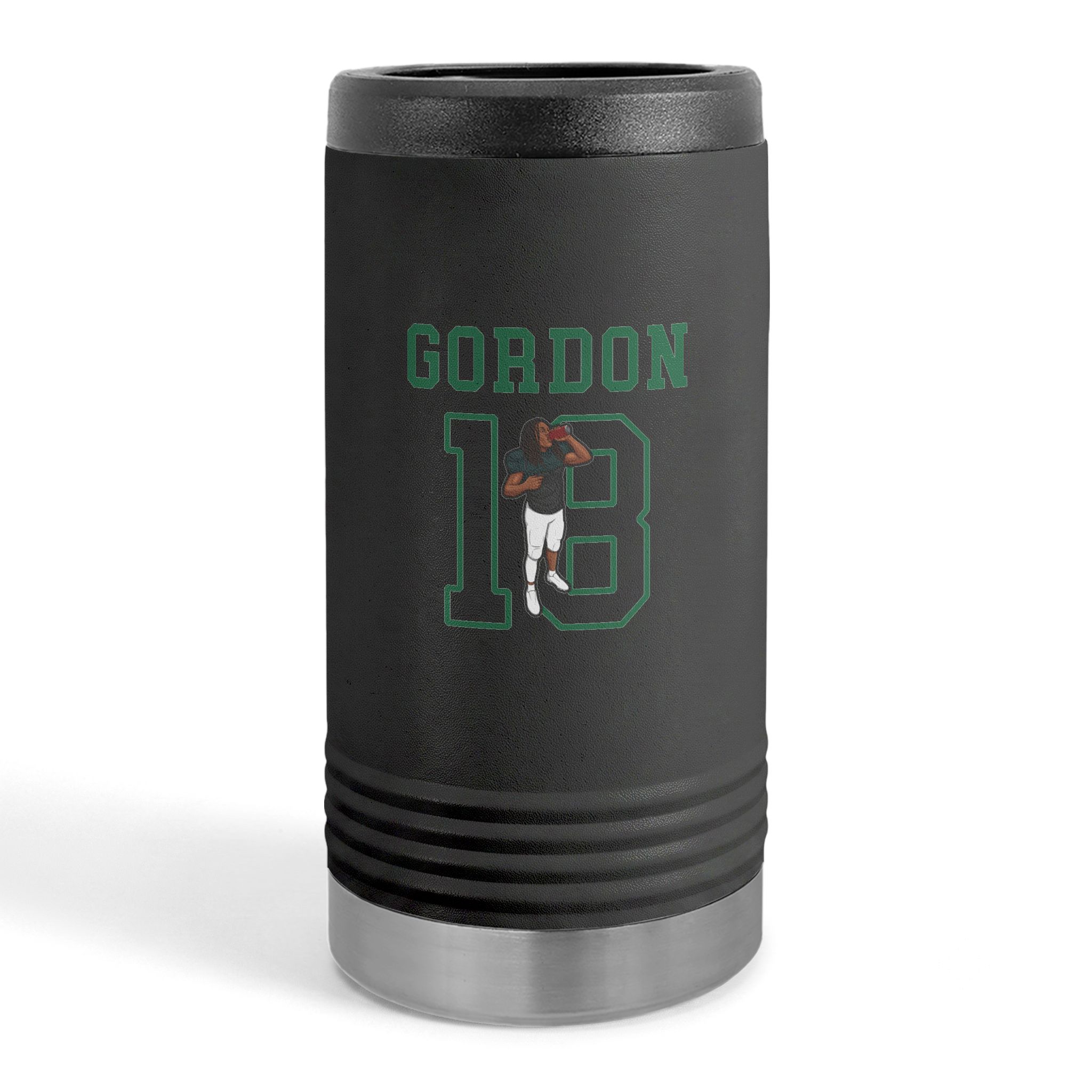 Slim Stainless Can Cooler — character_shirsey in Black