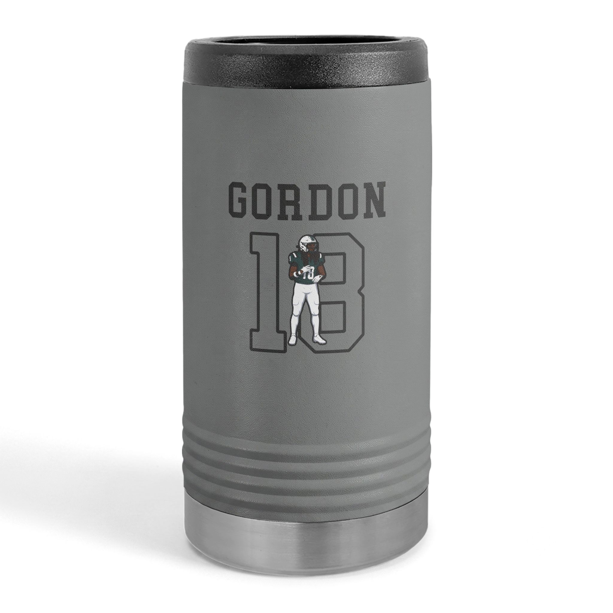Slim Stainless Can Cooler — character_shirsey in Grey
