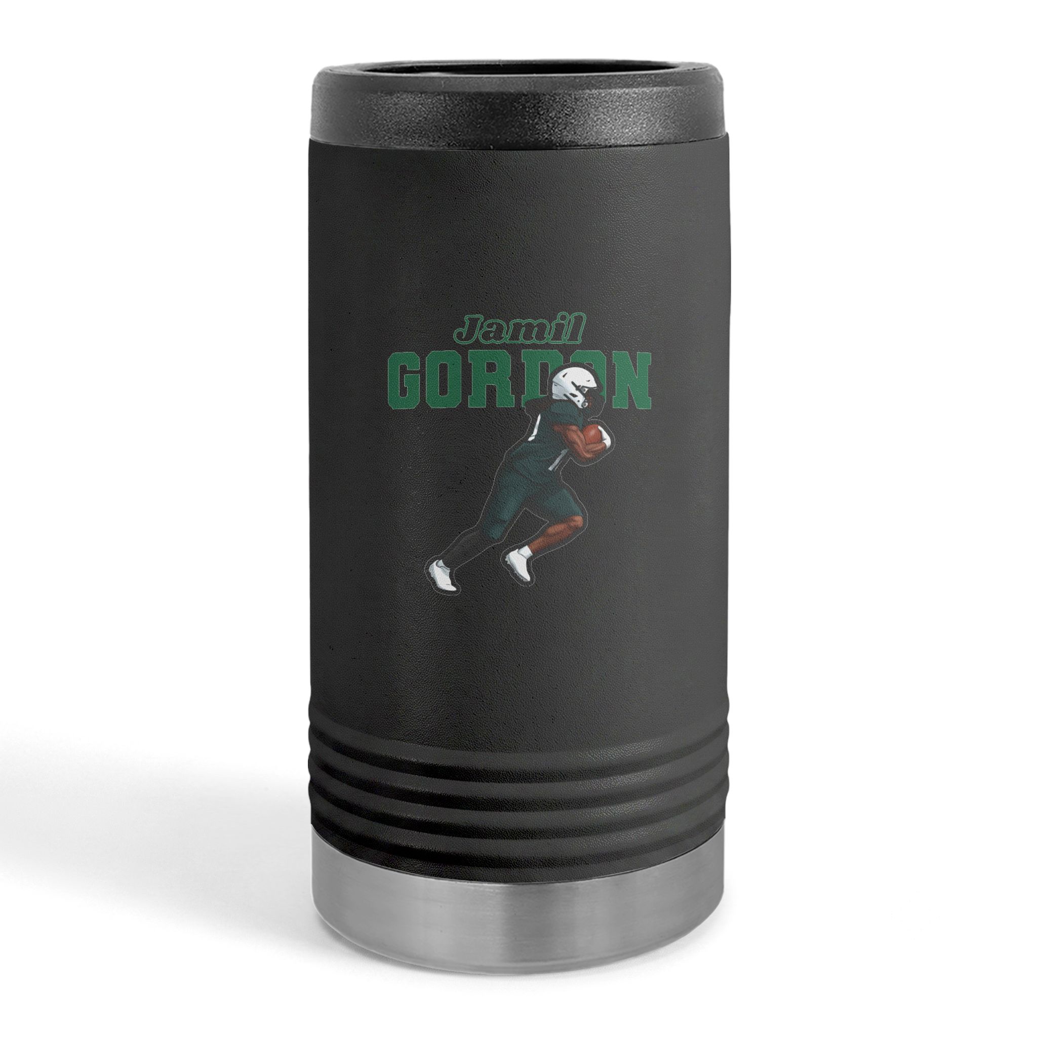 Slim Stainless Can Cooler — character_name_arch in Black