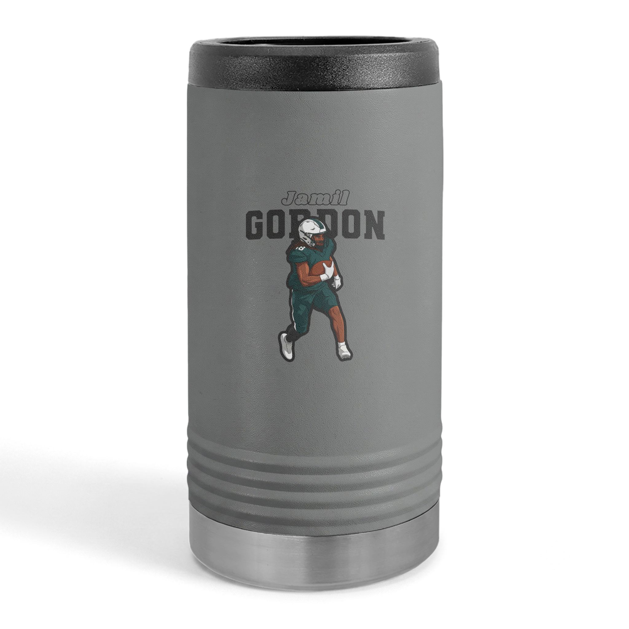 Slim Stainless Can Cooler — character_name_arch in Grey