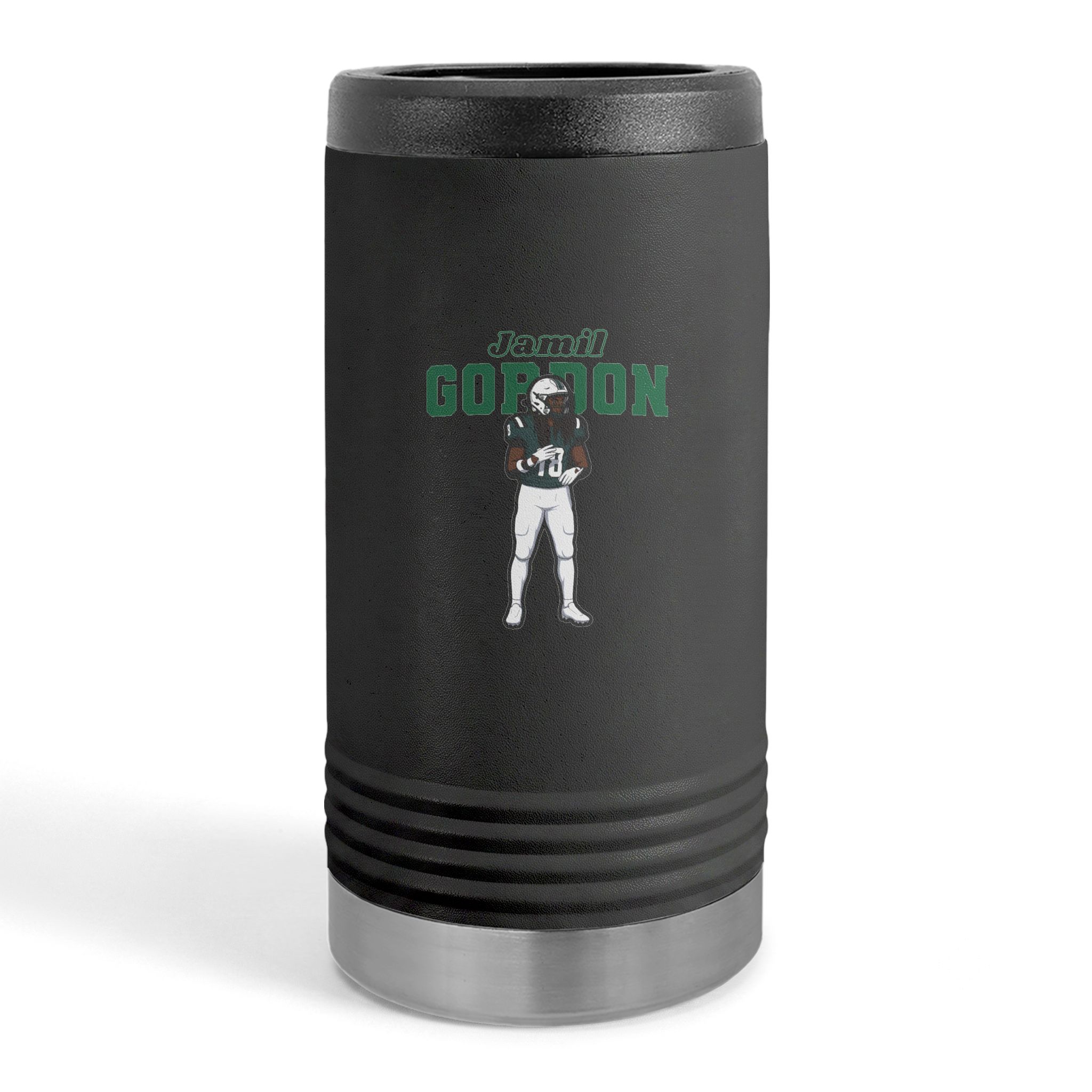 Slim Stainless Can Cooler — character_name_arch in Black
