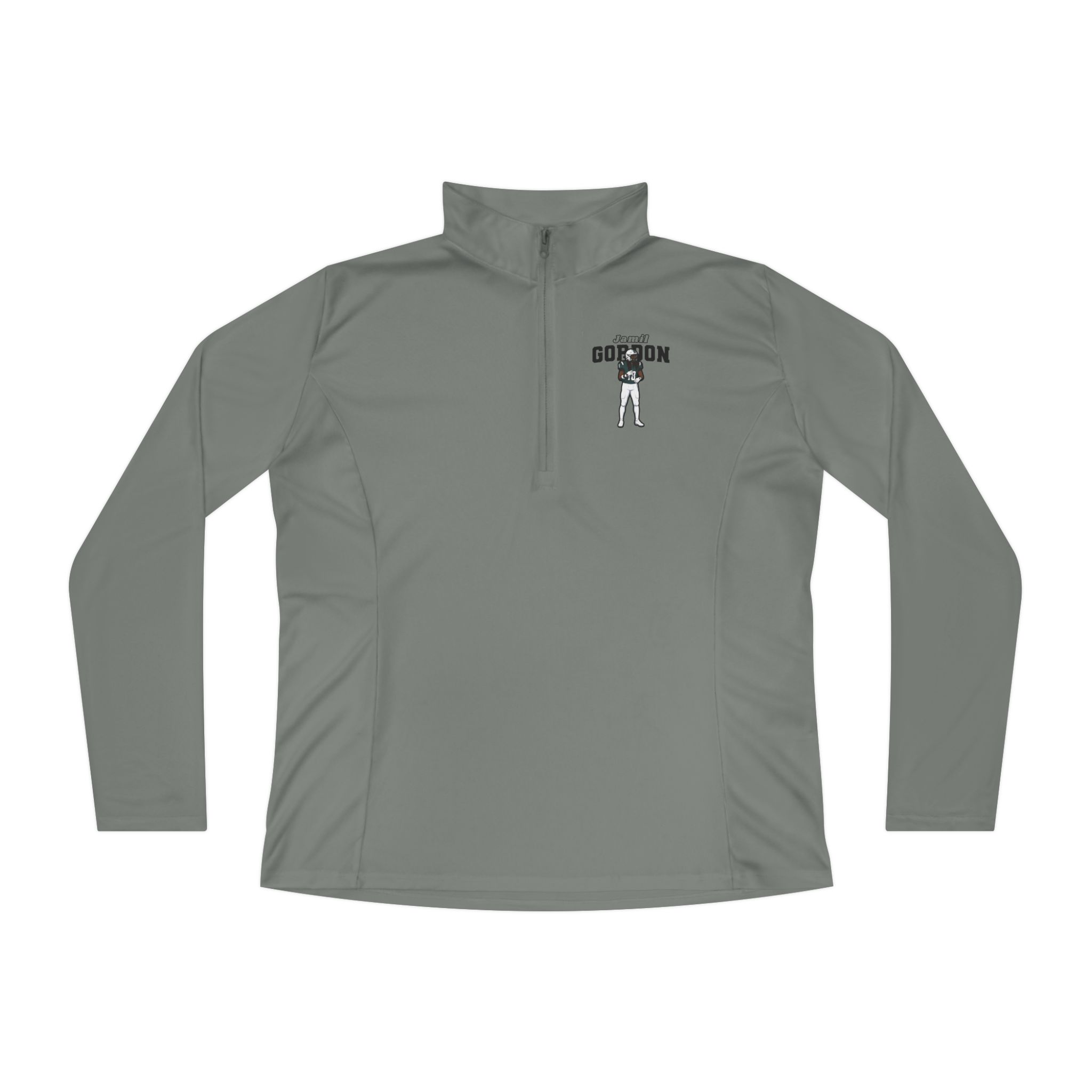 Women's Q-Zip Pullover — character_name_arch in Grey