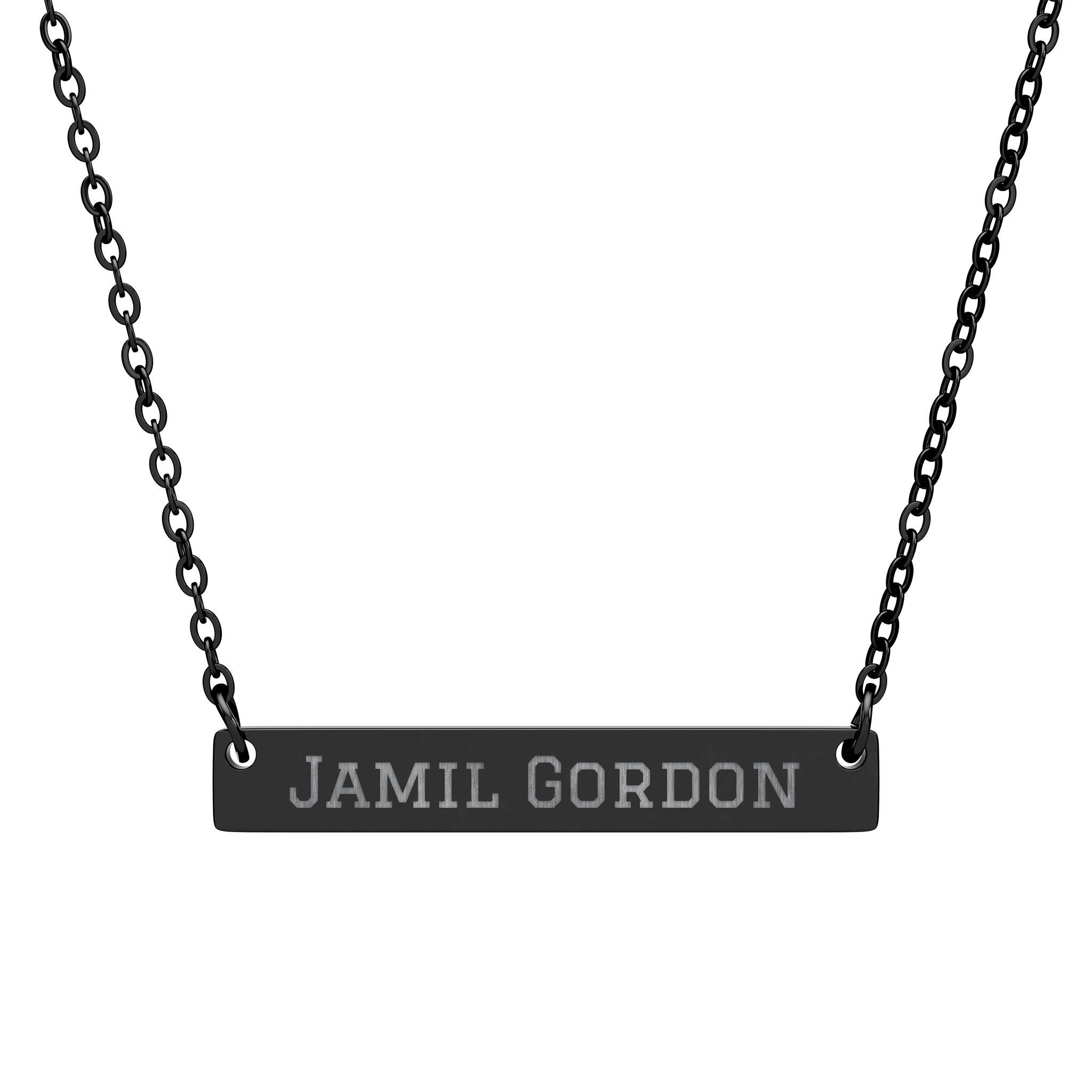 Engraved Bar Necklace — Classic in Black
