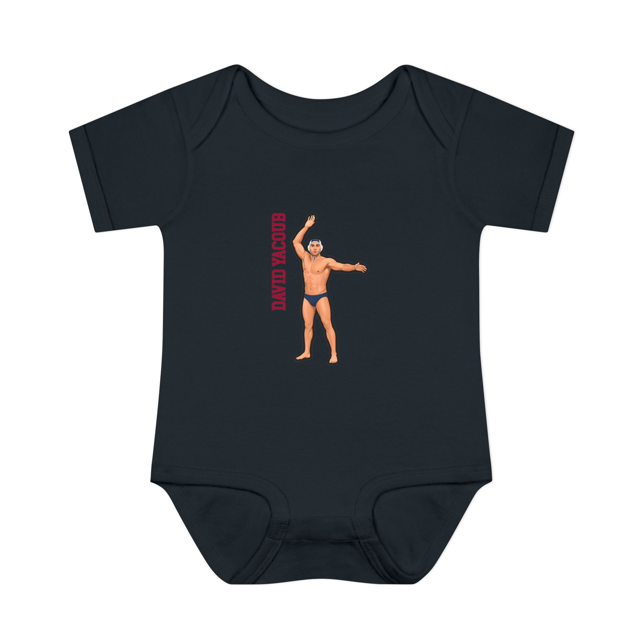Baby Onesie — character_name_vertical in Black