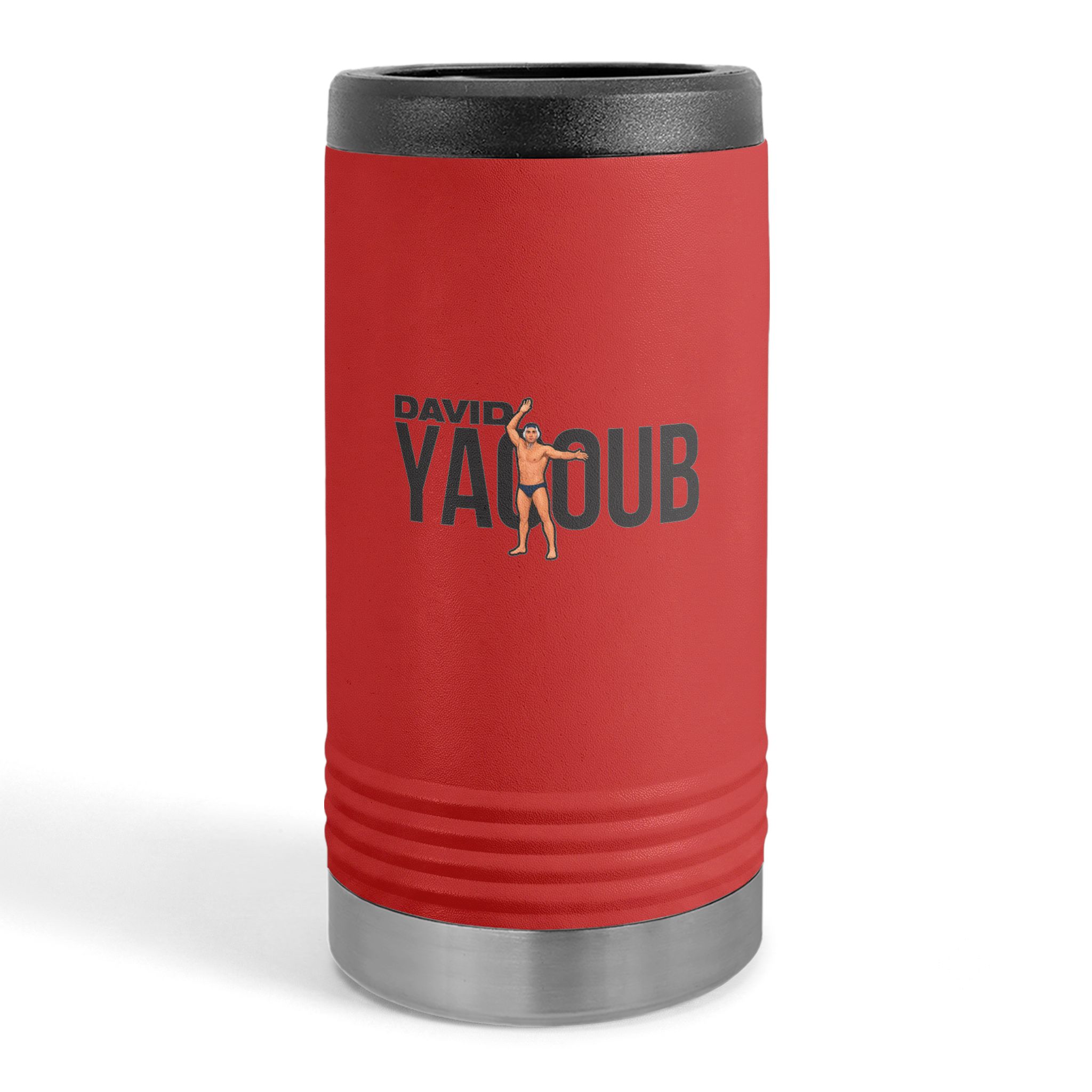 Slim Stainless Can Cooler — character_player_name in Red