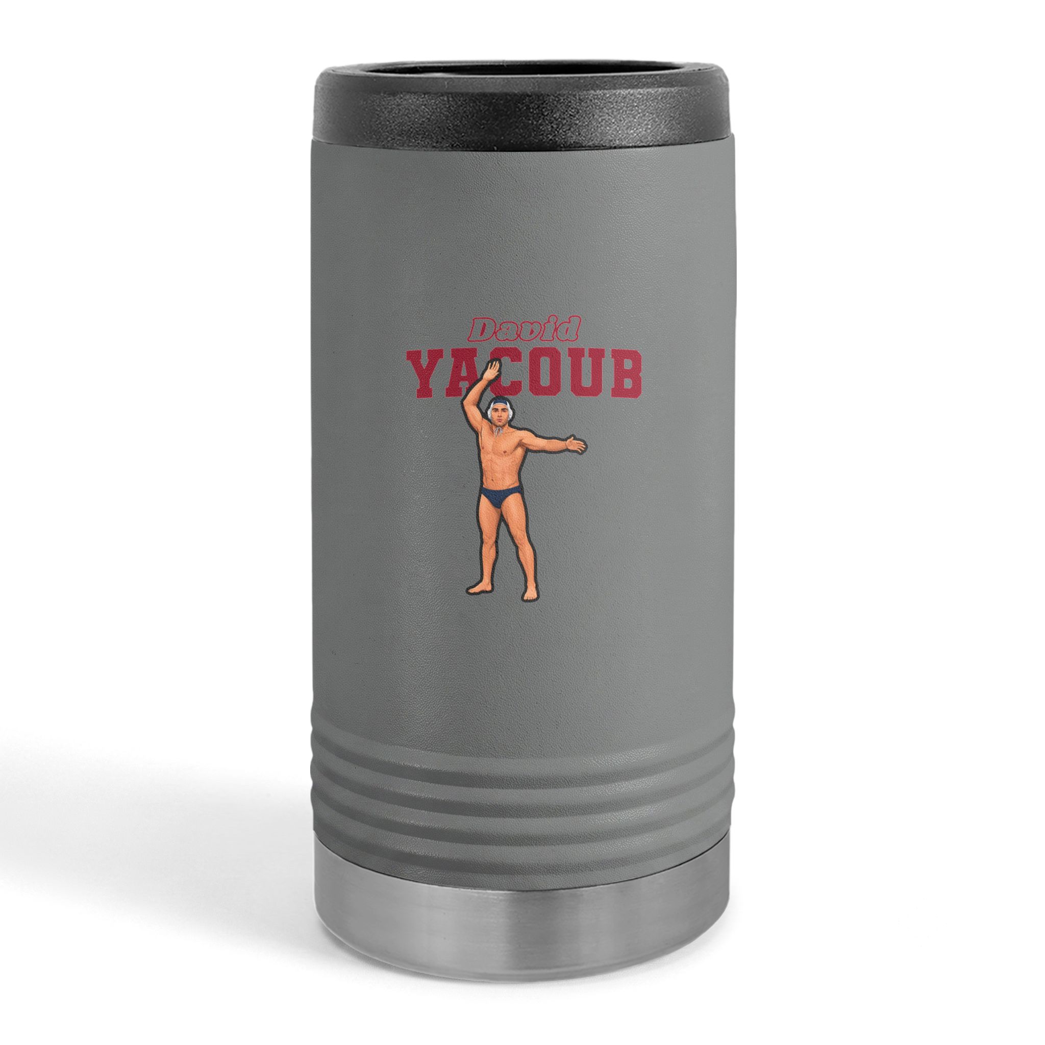Slim Stainless Can Cooler — character_name_arch in Grey