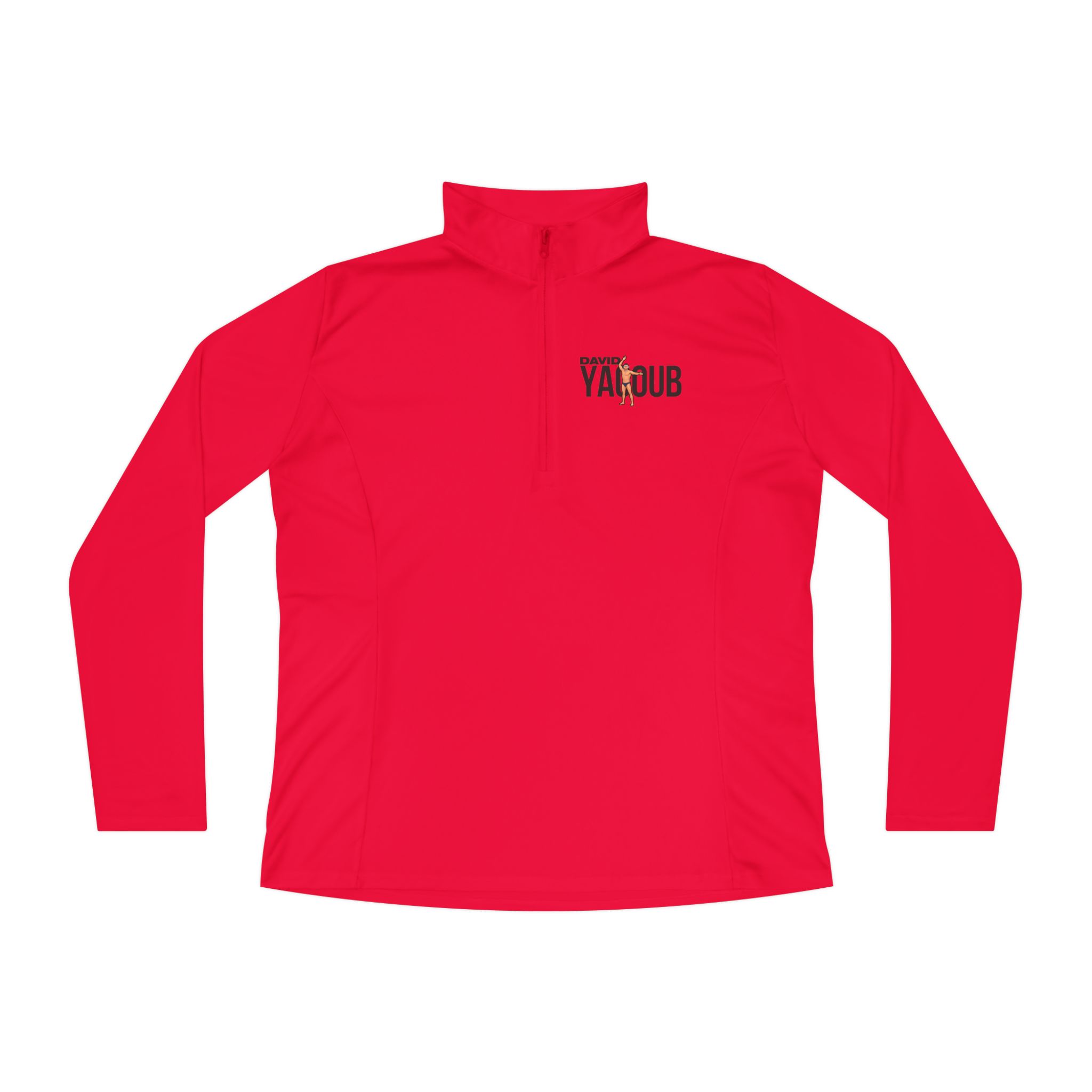 Women's Q-Zip Pullover — character_player_name in Red