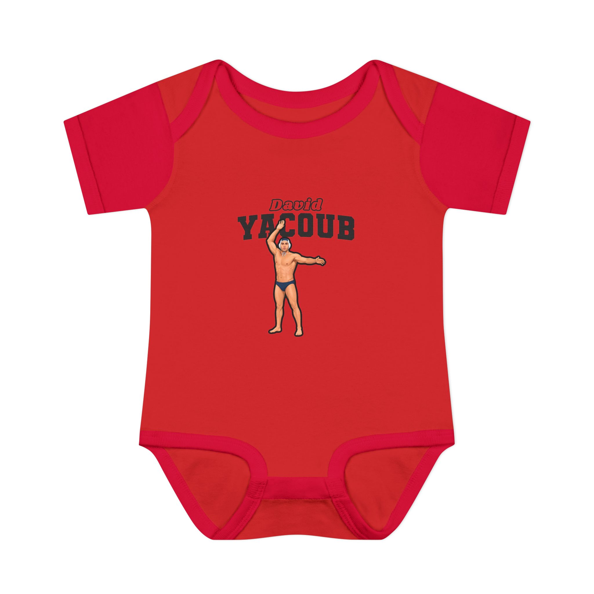 Baby Onesie — character_name_arch in Red