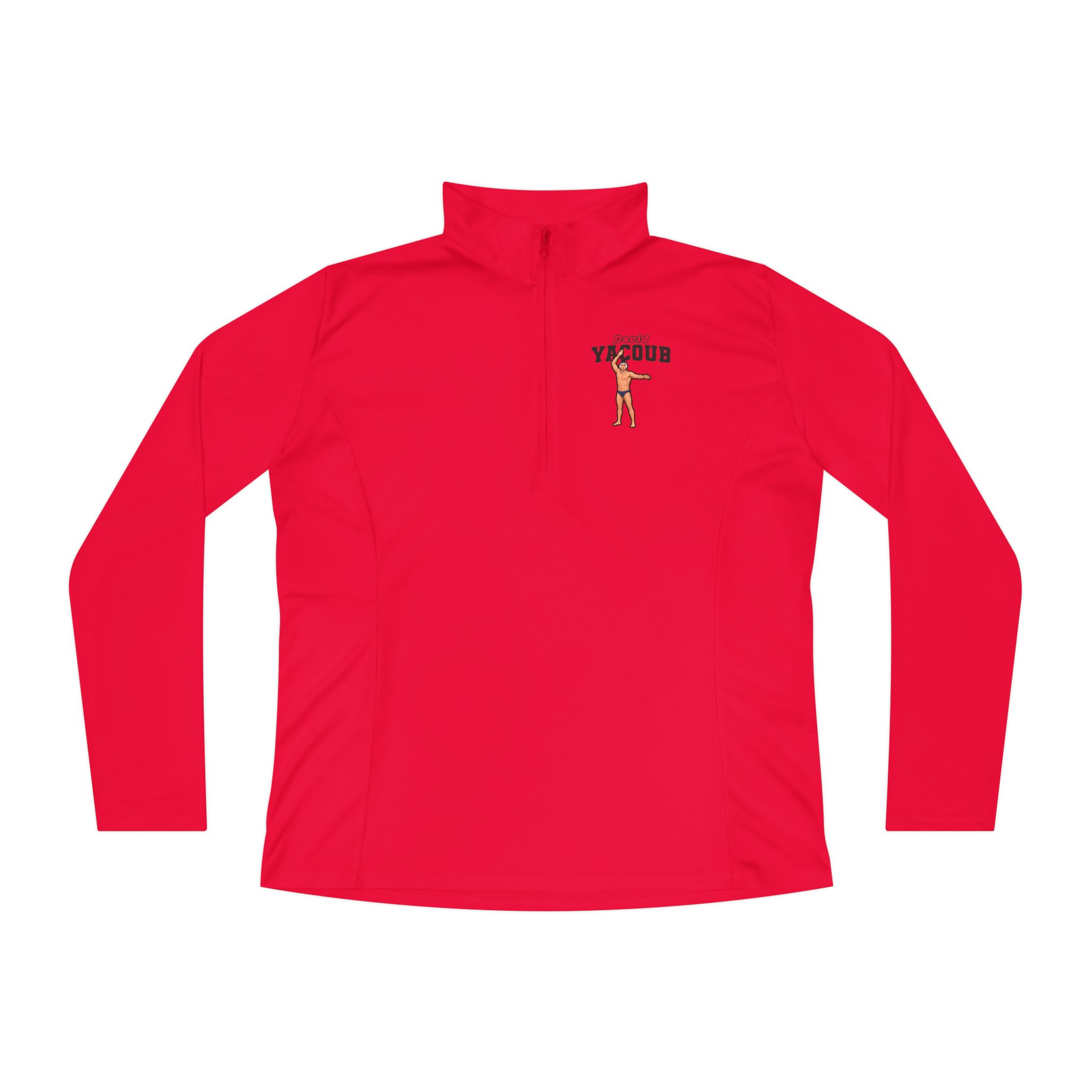 Women's Q-Zip Pullover — character_name_arch in Red