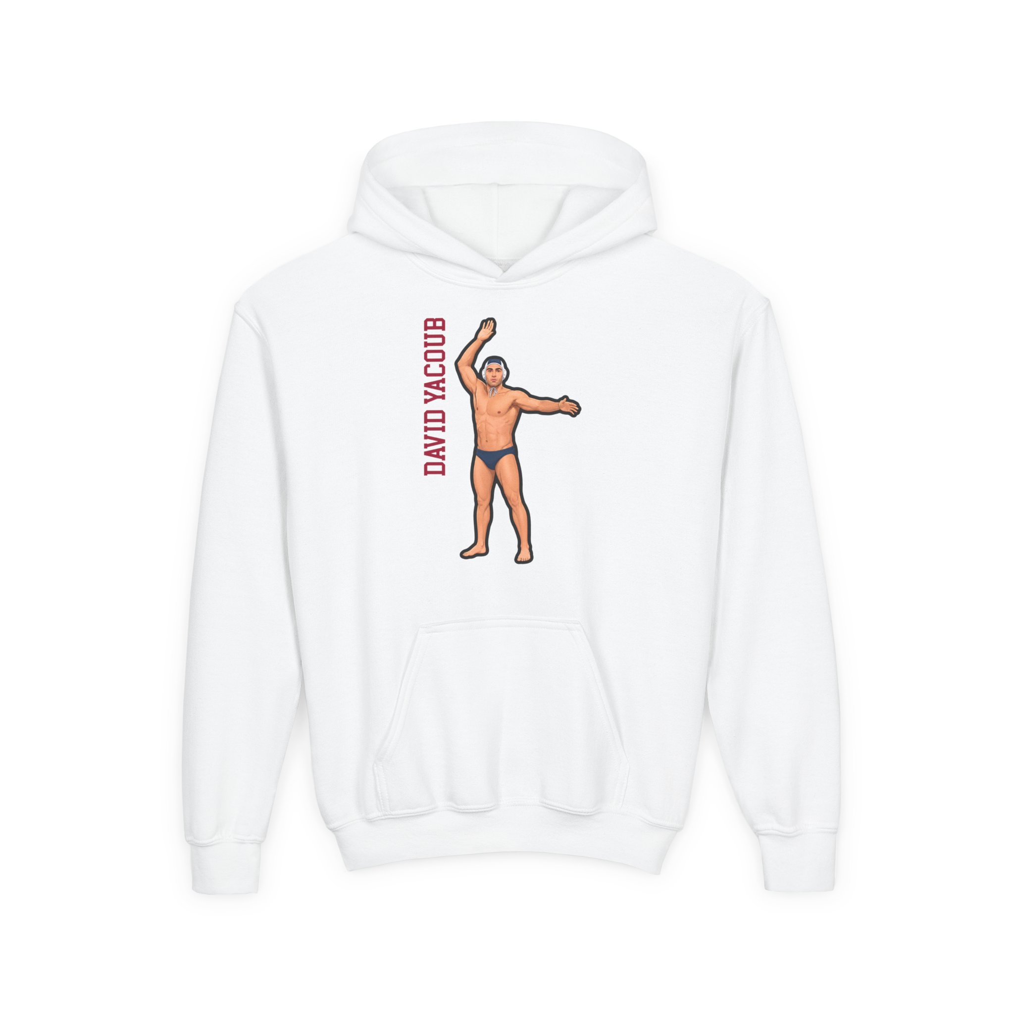 Youth Hoodie — character_name_vertical in White