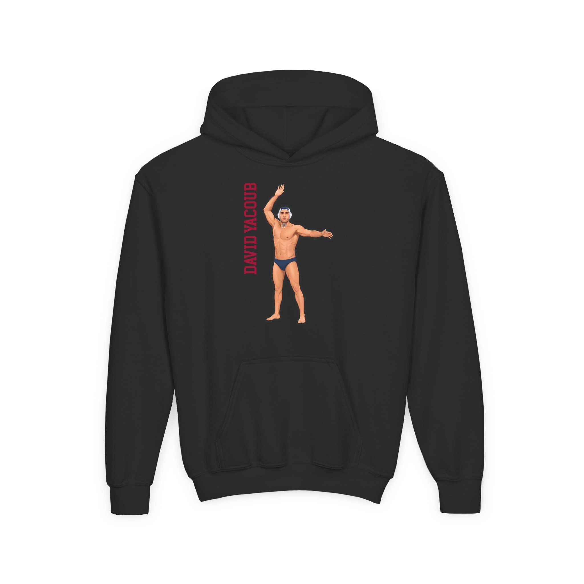 Youth Hoodie — character_name_vertical in Black