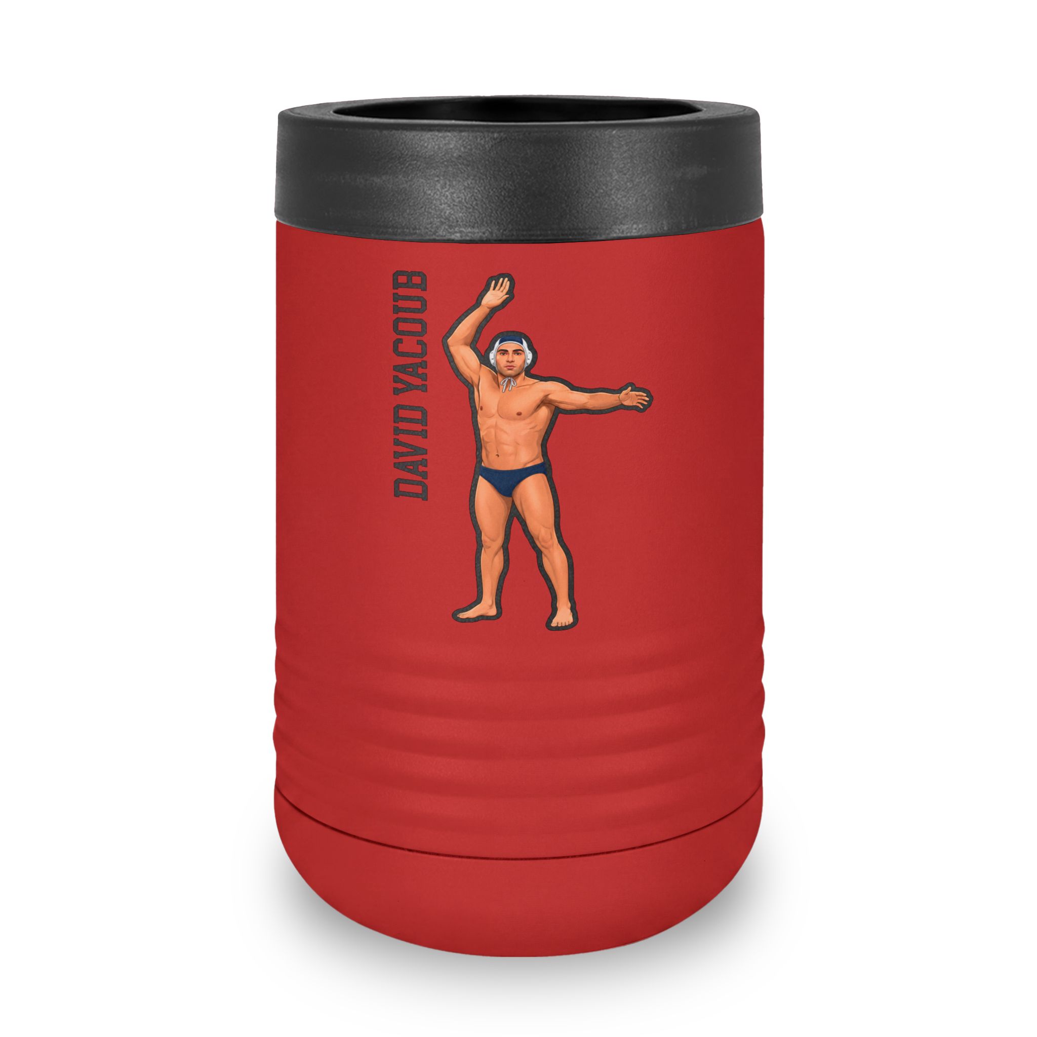 Stainless Can Cooler — character_name_vertical in Red