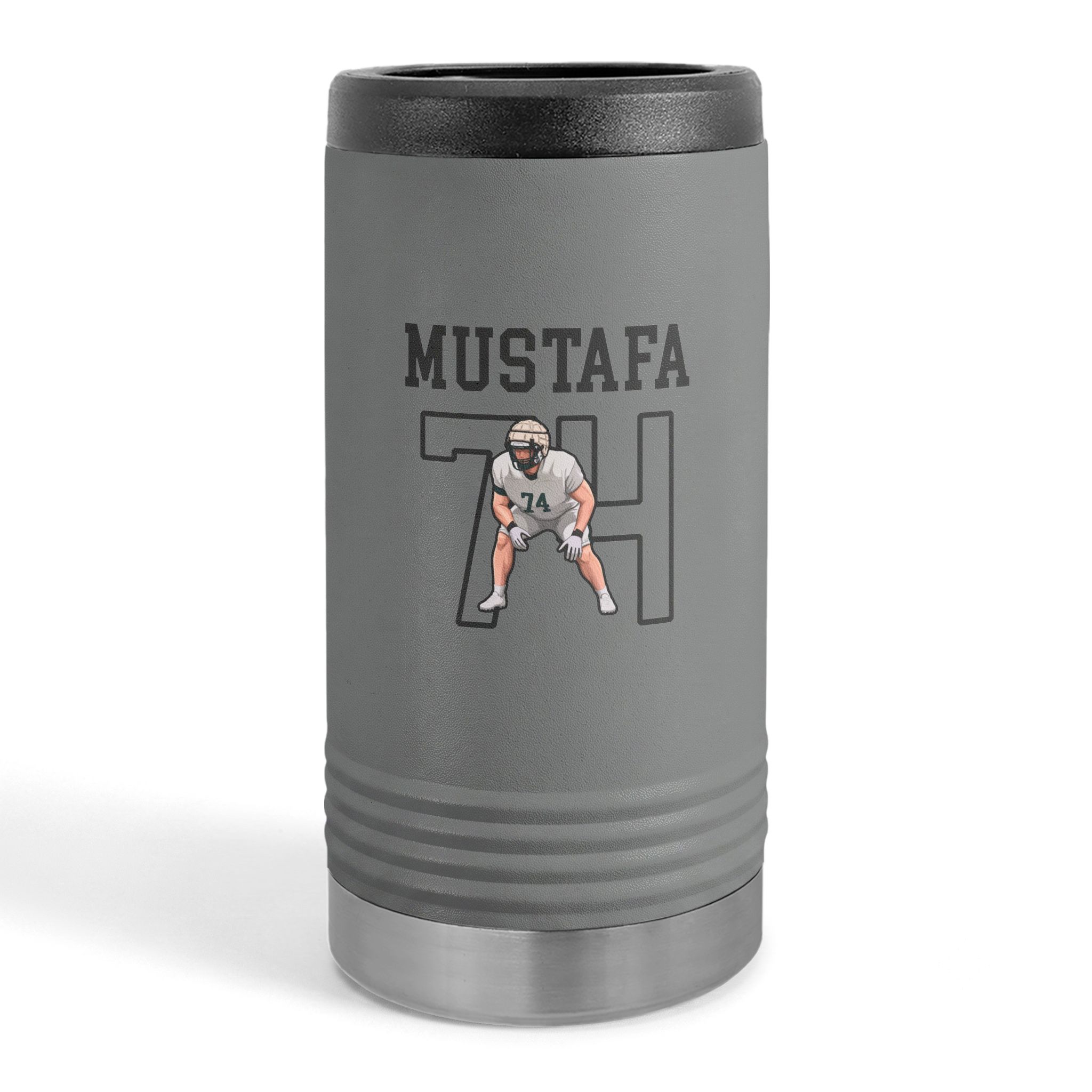 Slim Stainless Can Cooler — character_shirsey in Grey