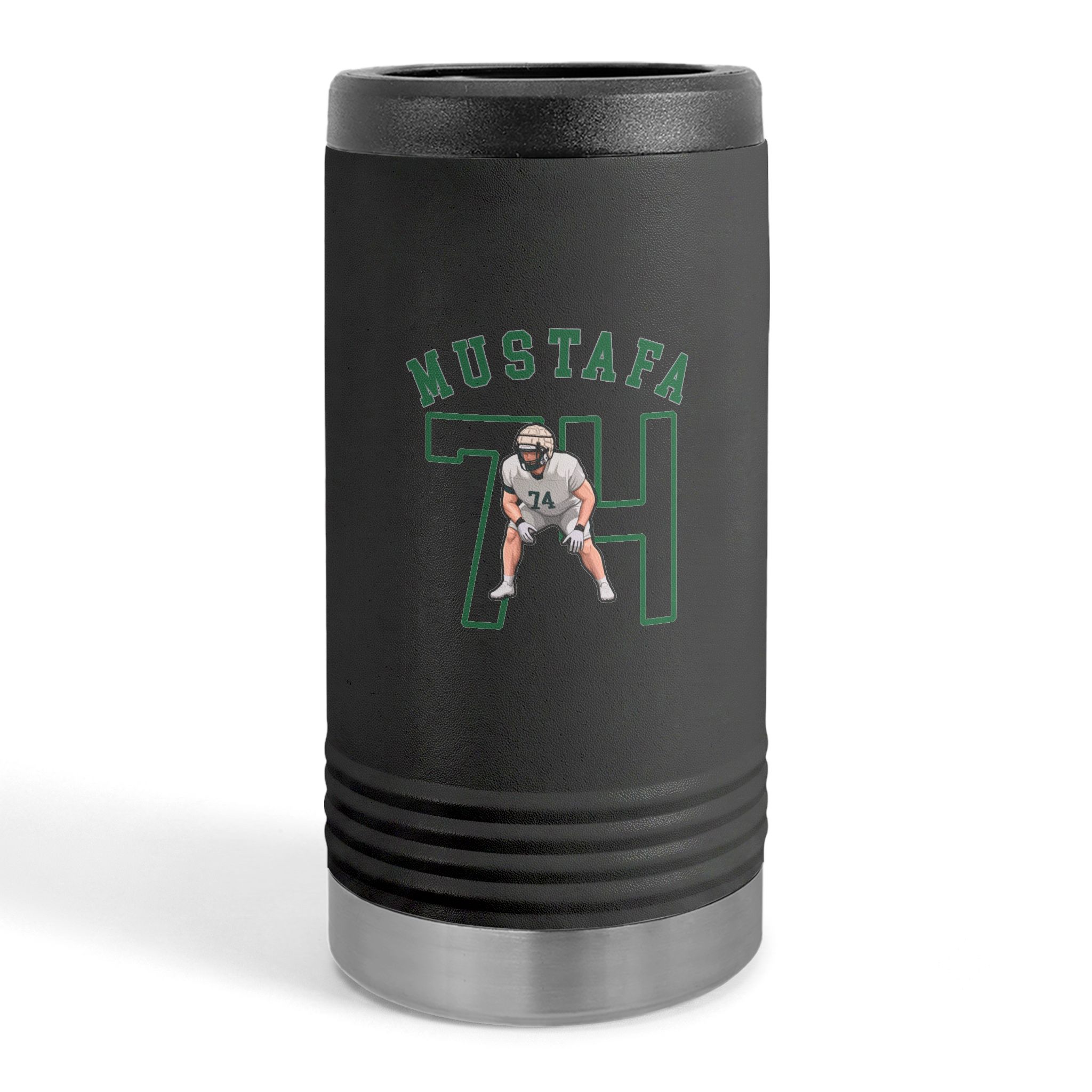 Slim Stainless Can Cooler — character_shirsey_arch in Black