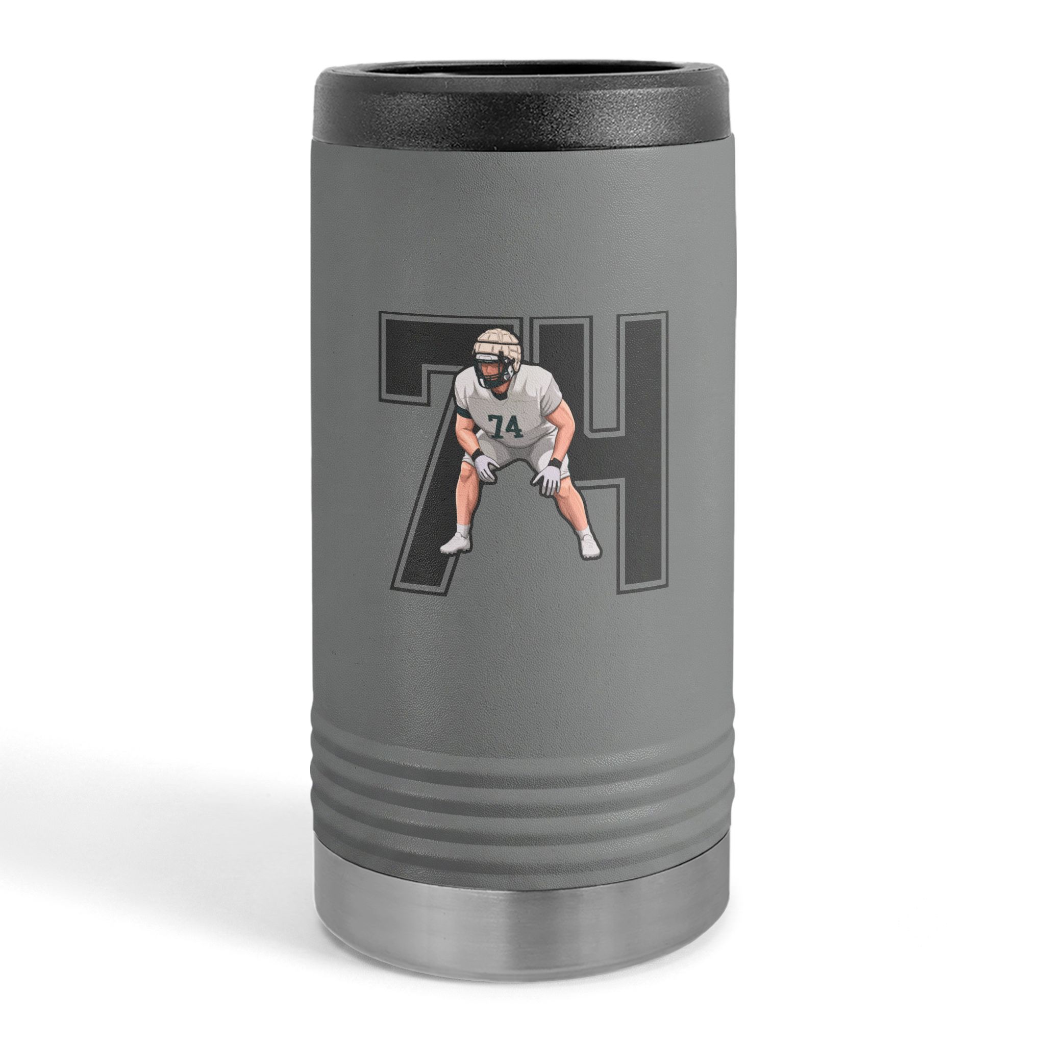 Slim Stainless Can Cooler — character_number in Grey