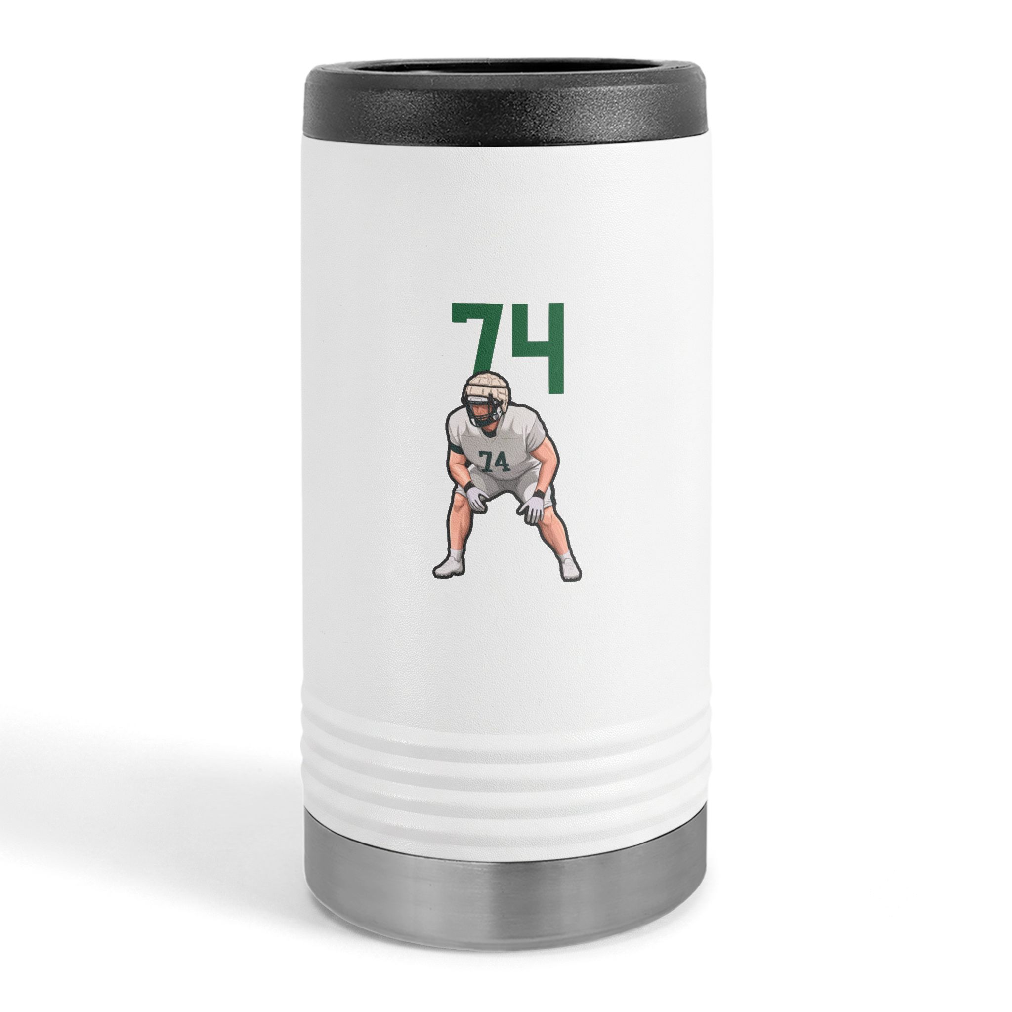Slim Stainless Can Cooler — character_number_top in White