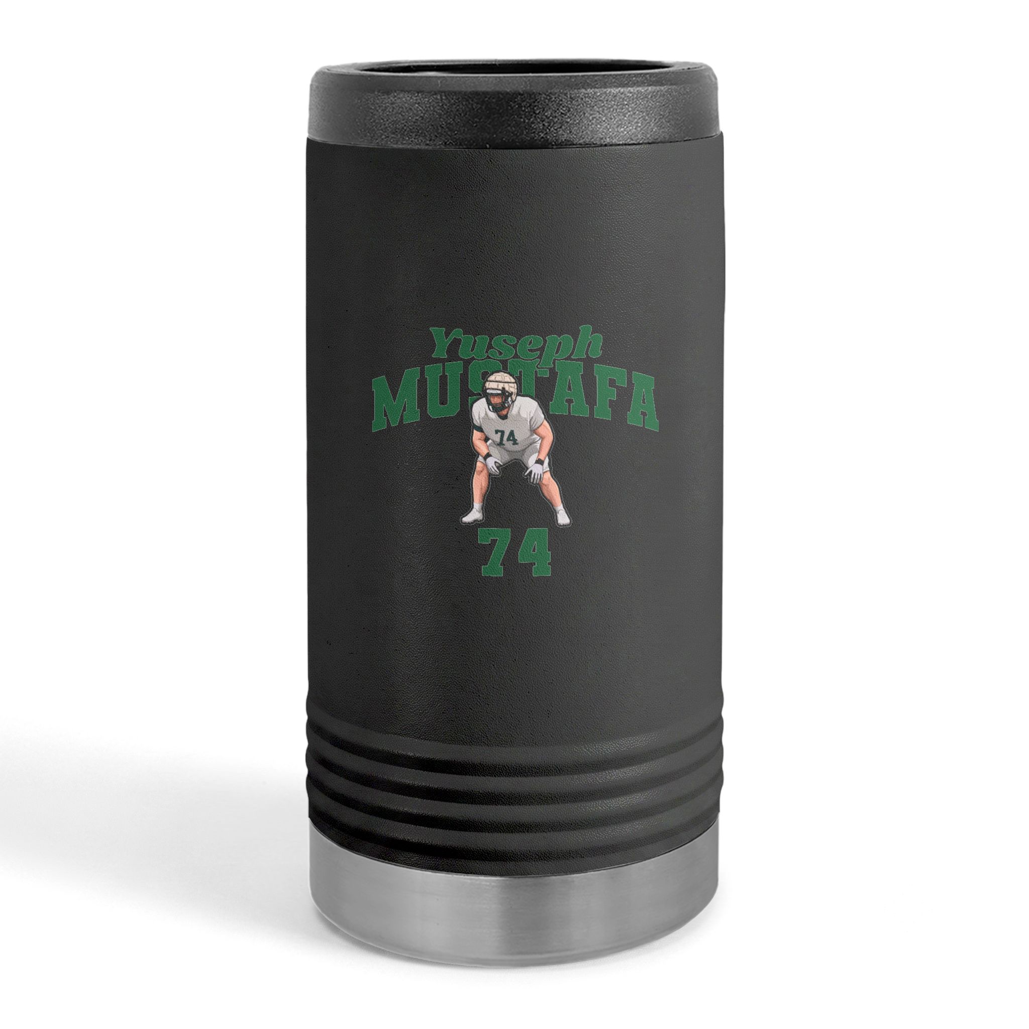 Slim Stainless Can Cooler — character_signature_arch in Black