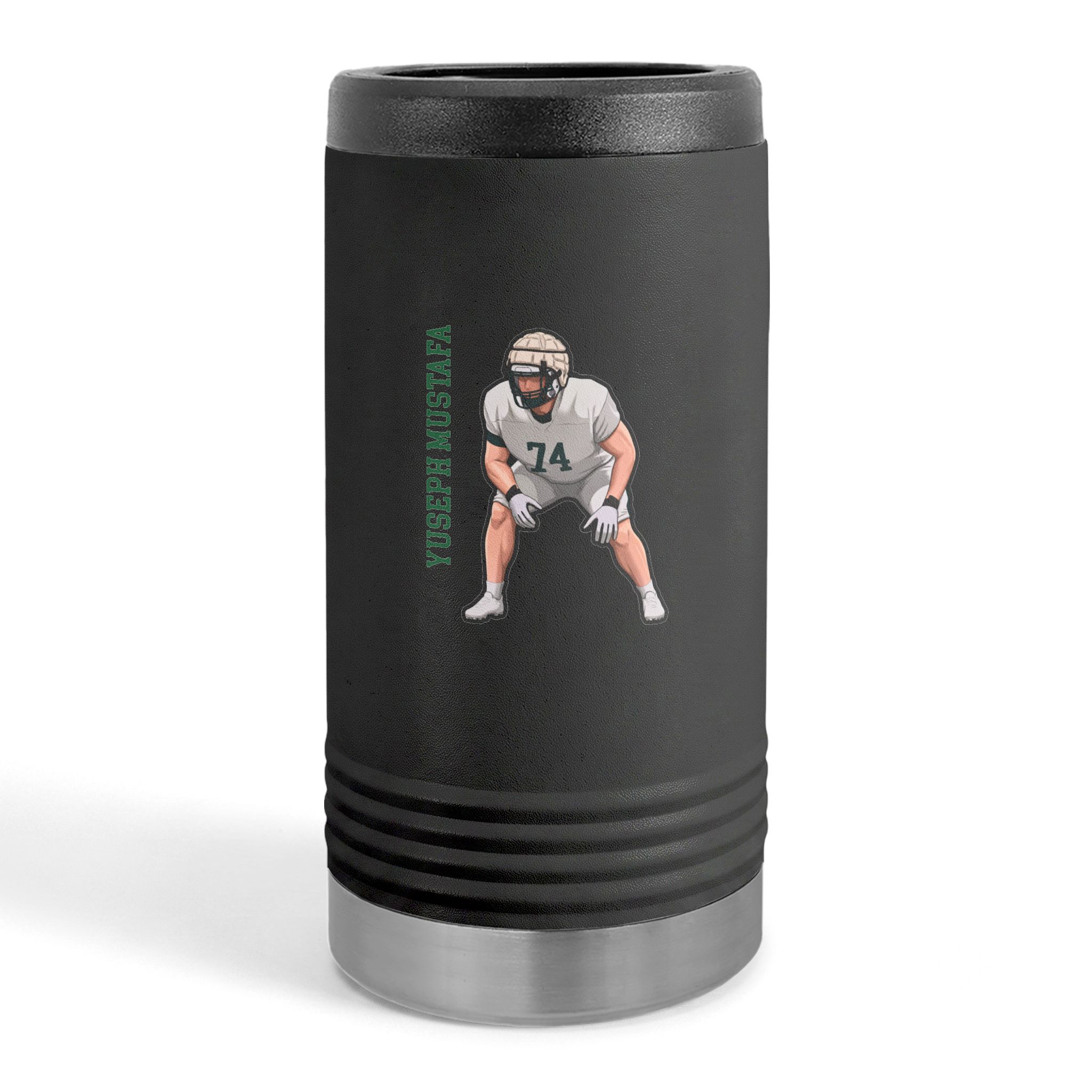 Slim Stainless Can Cooler — character_name_vertical in Black