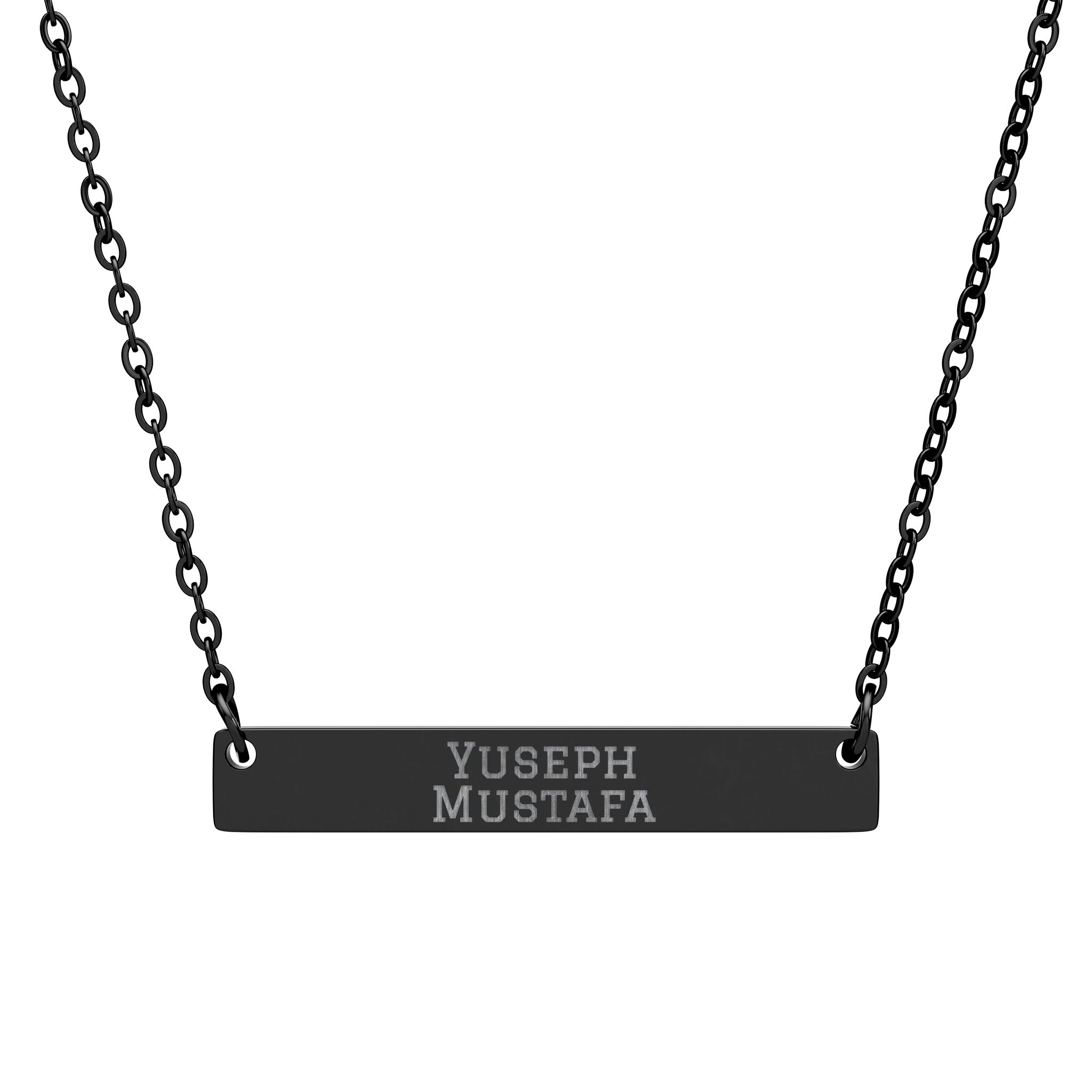 Engraved Bar Necklace — Classic in Black