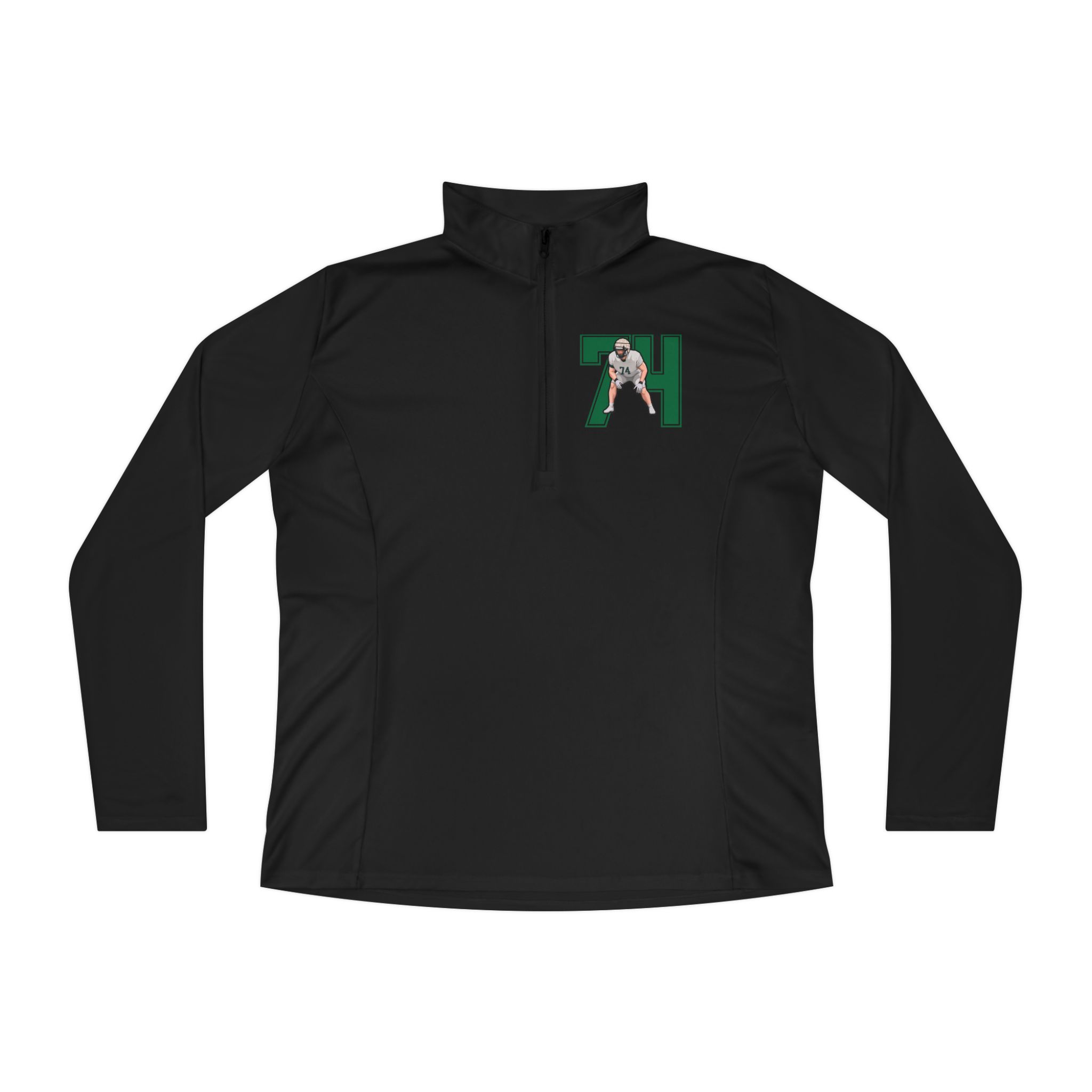 Women's Q-Zip Pullover — character_number in Black