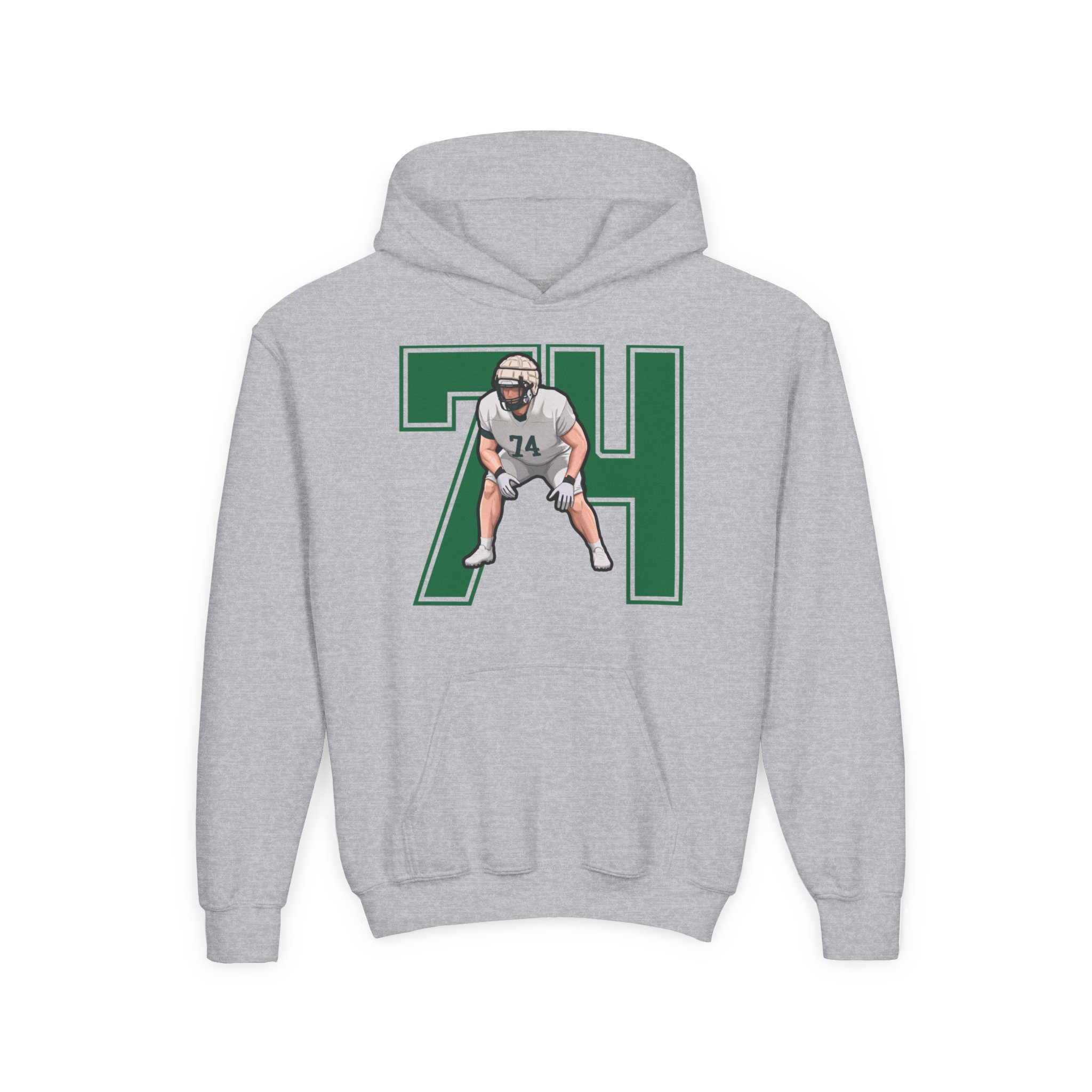 Youth Hoodie — character_number in Grey