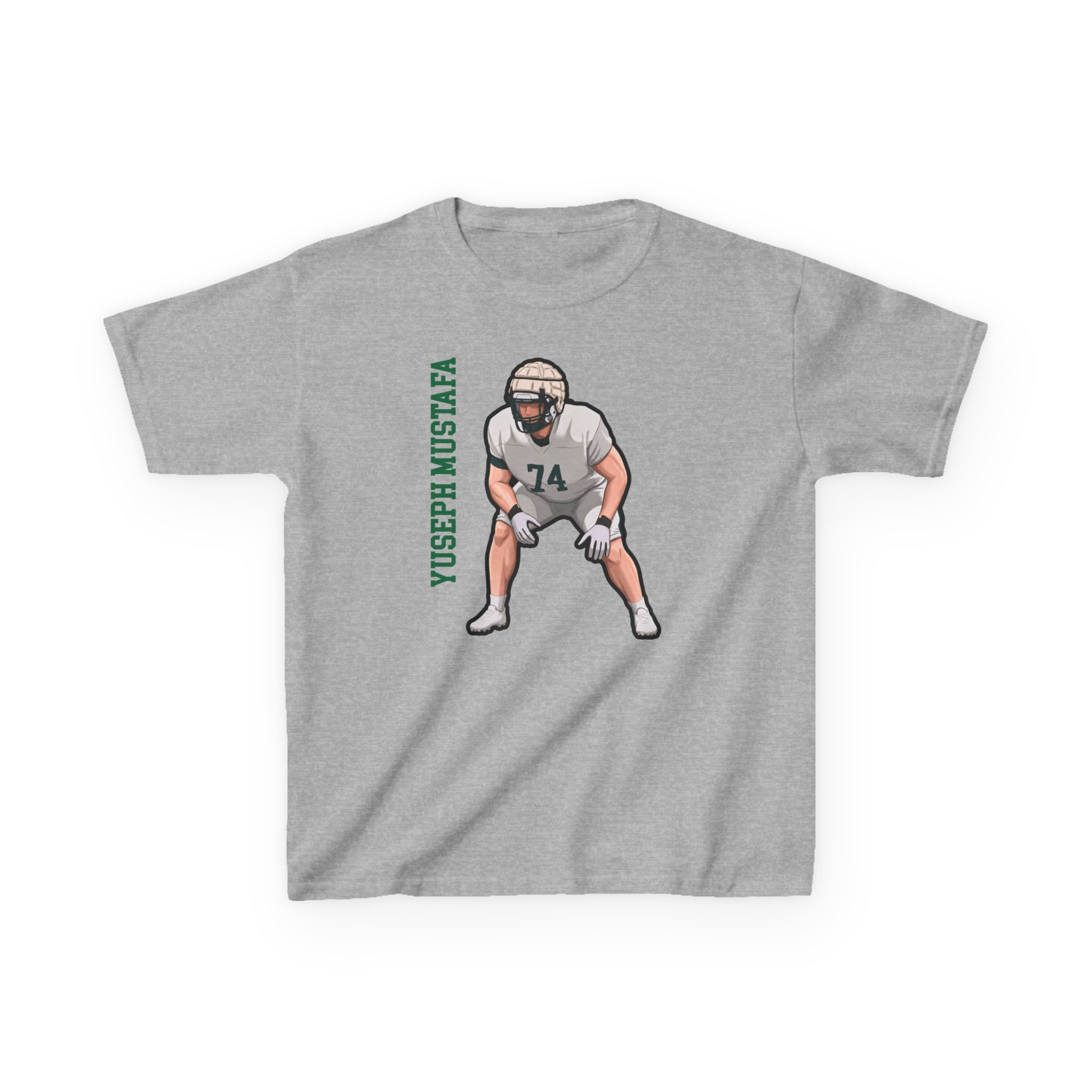 Youth Tee — character_name_vertical in Grey
