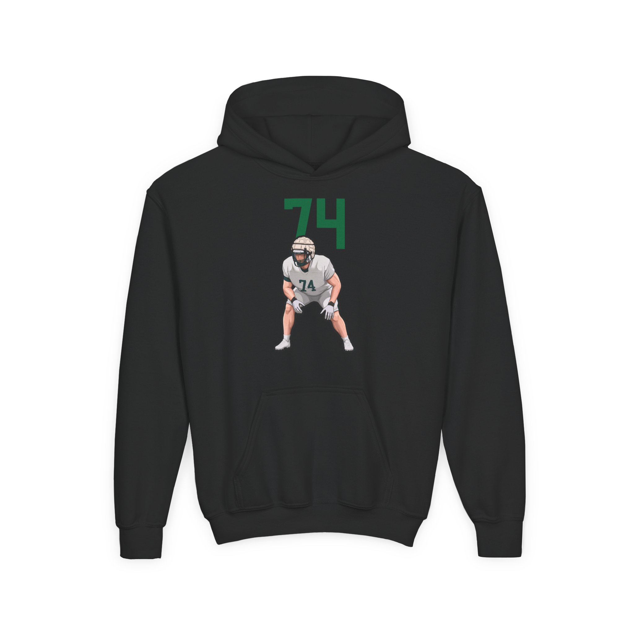 Youth Hoodie — character_number_top in Black