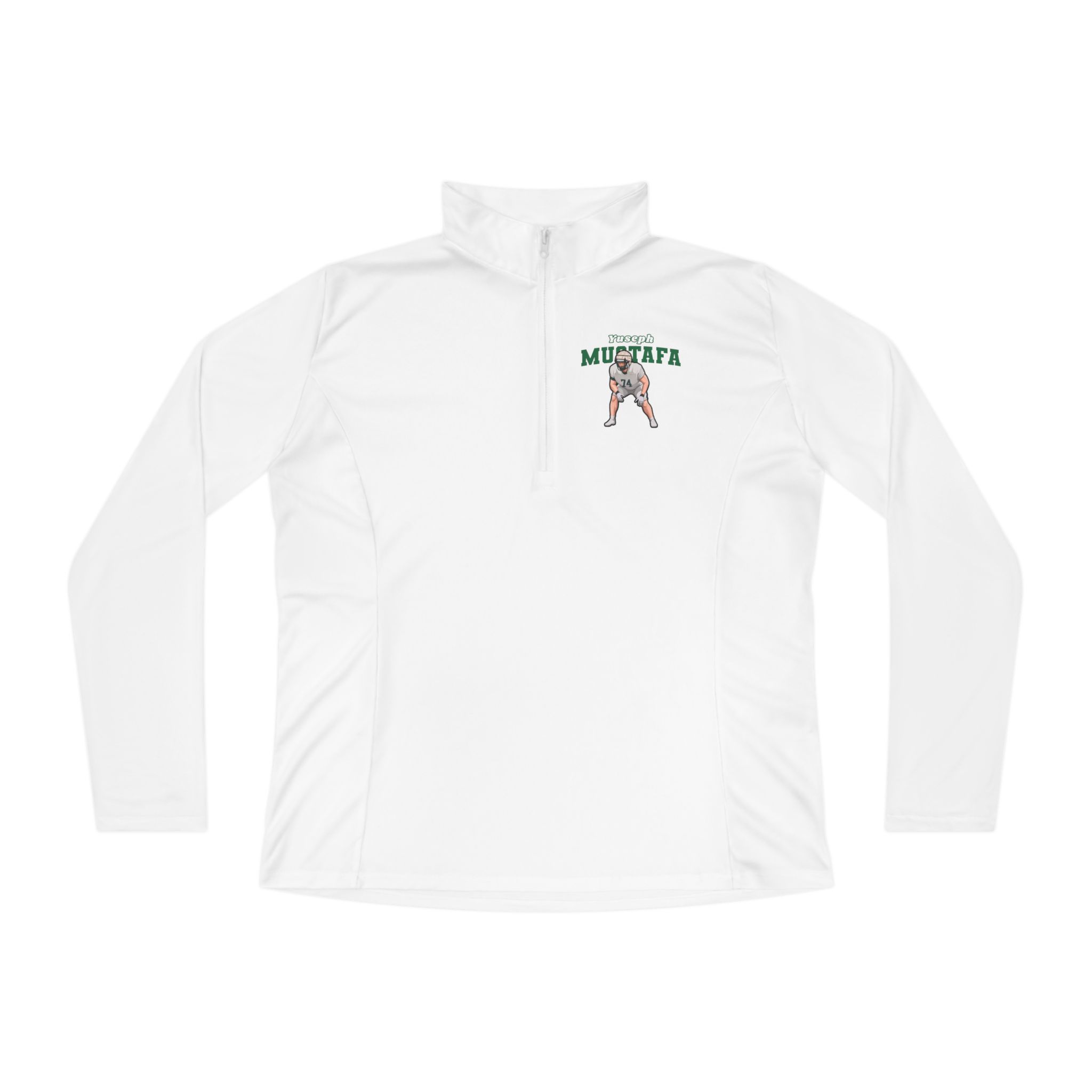 Women's Q-Zip Pullover — character_name_arch in White