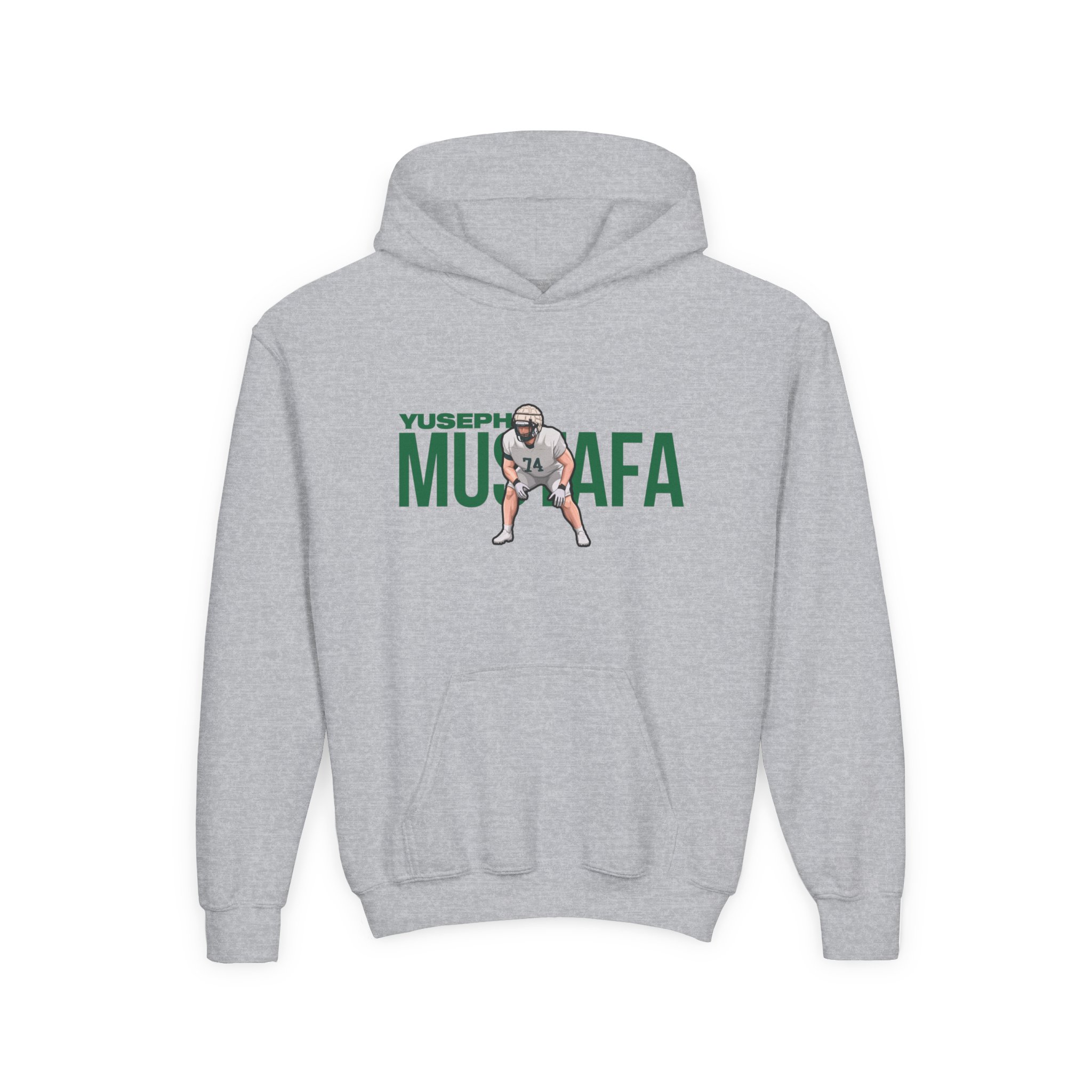Youth Hoodie — character_player_name in Grey