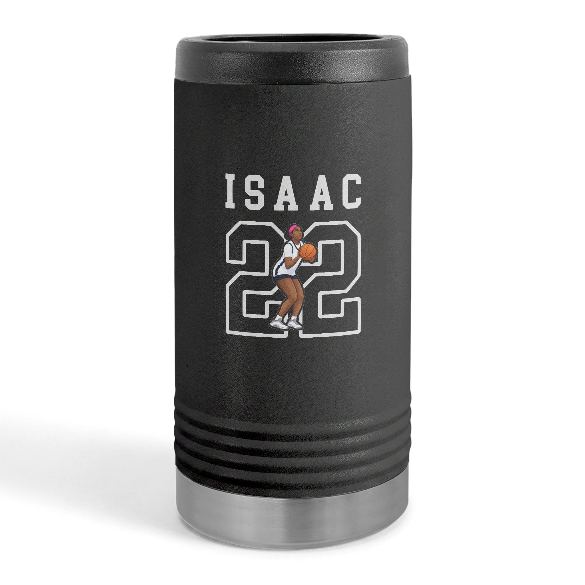 Slim Stainless Can Cooler — character_shirsey in Black