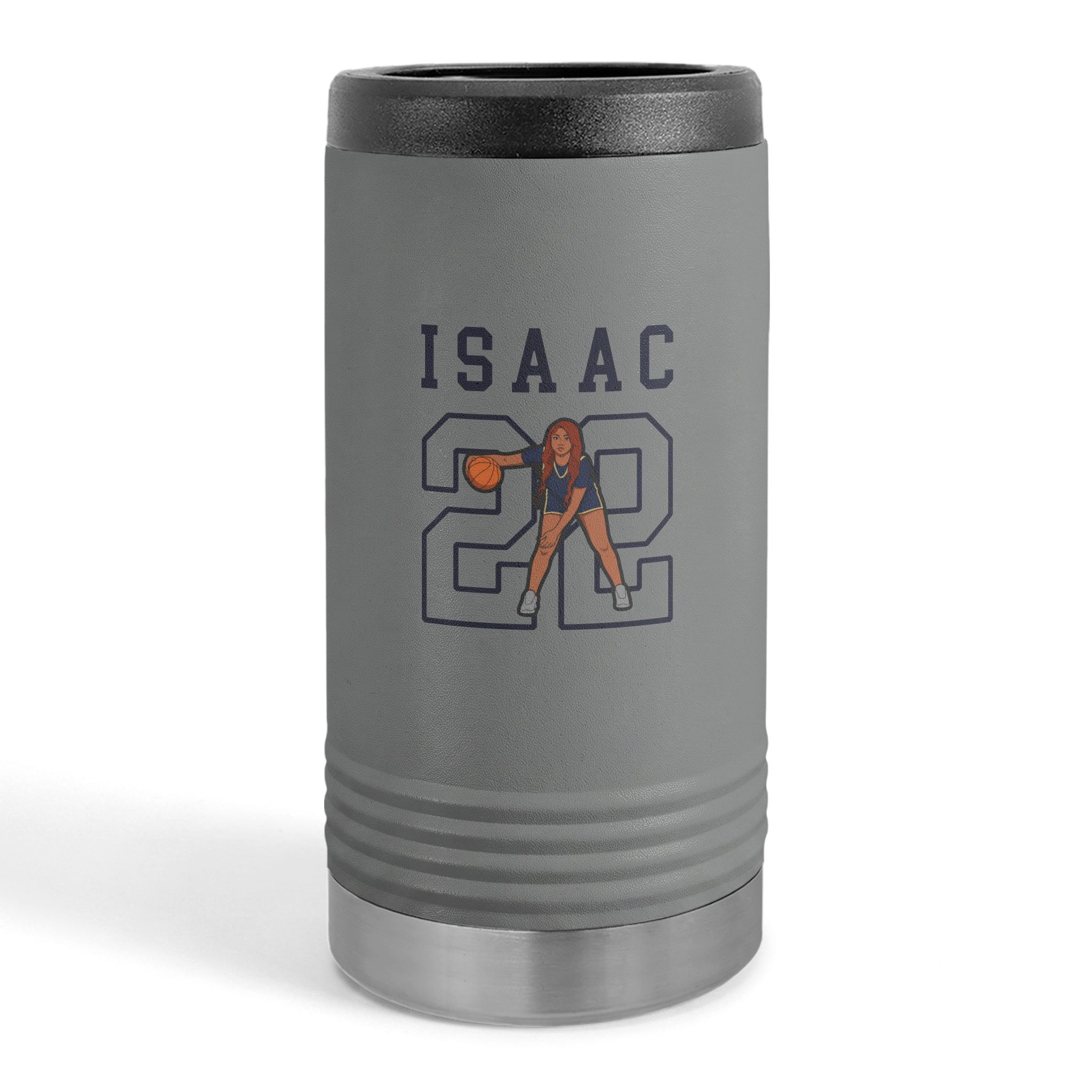 Slim Stainless Can Cooler — character_shirsey in Grey