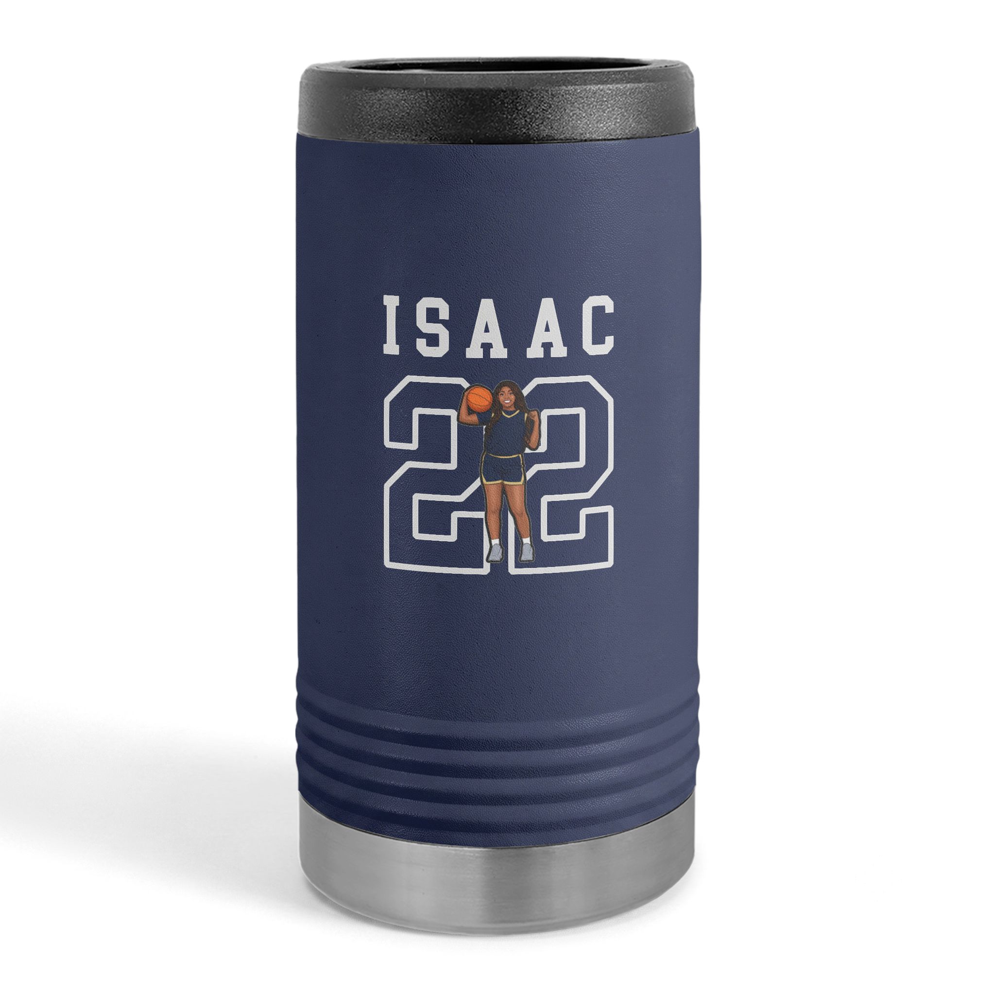 Slim Stainless Can Cooler — character_shirsey in Navy