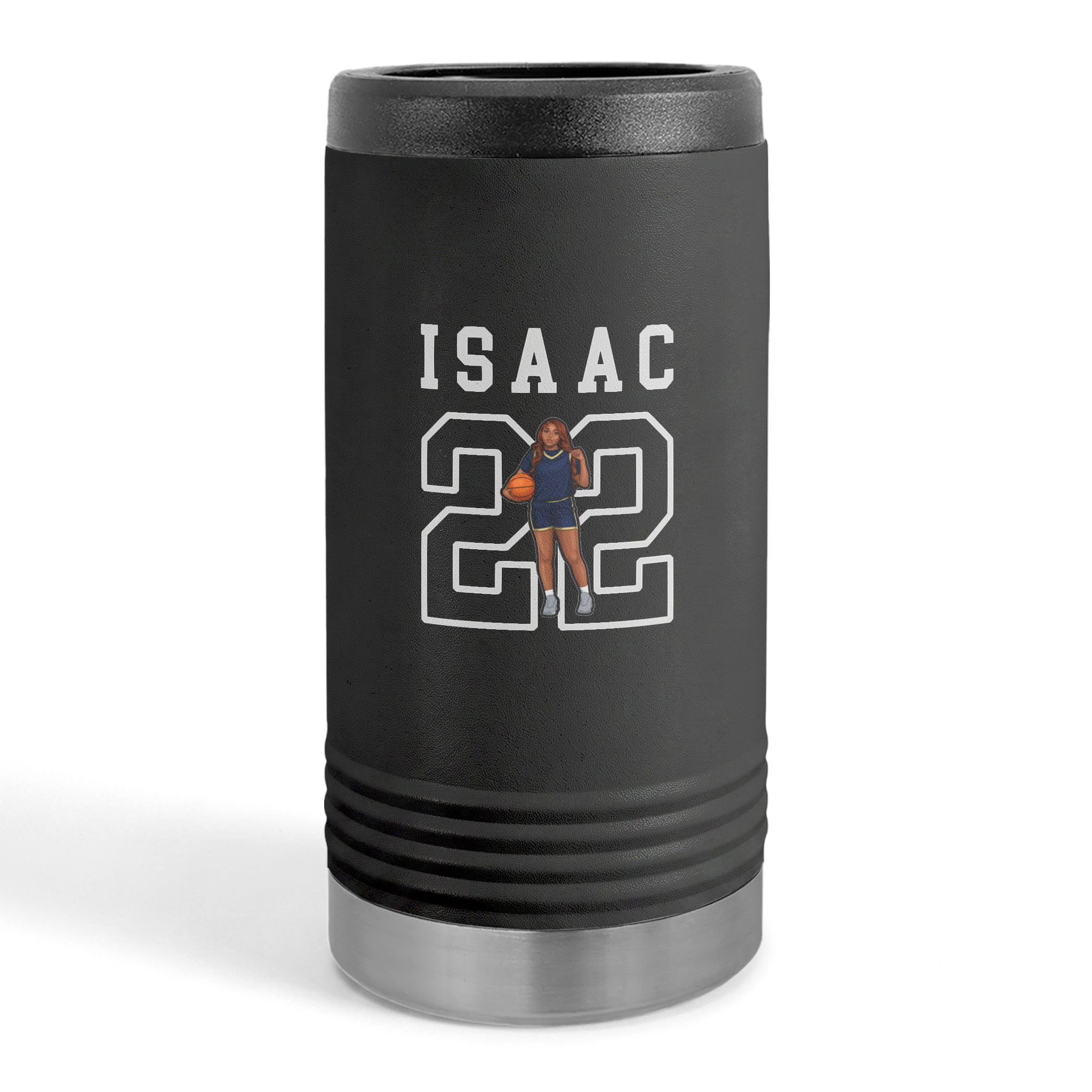 Slim Stainless Can Cooler — character_shirsey in Black
