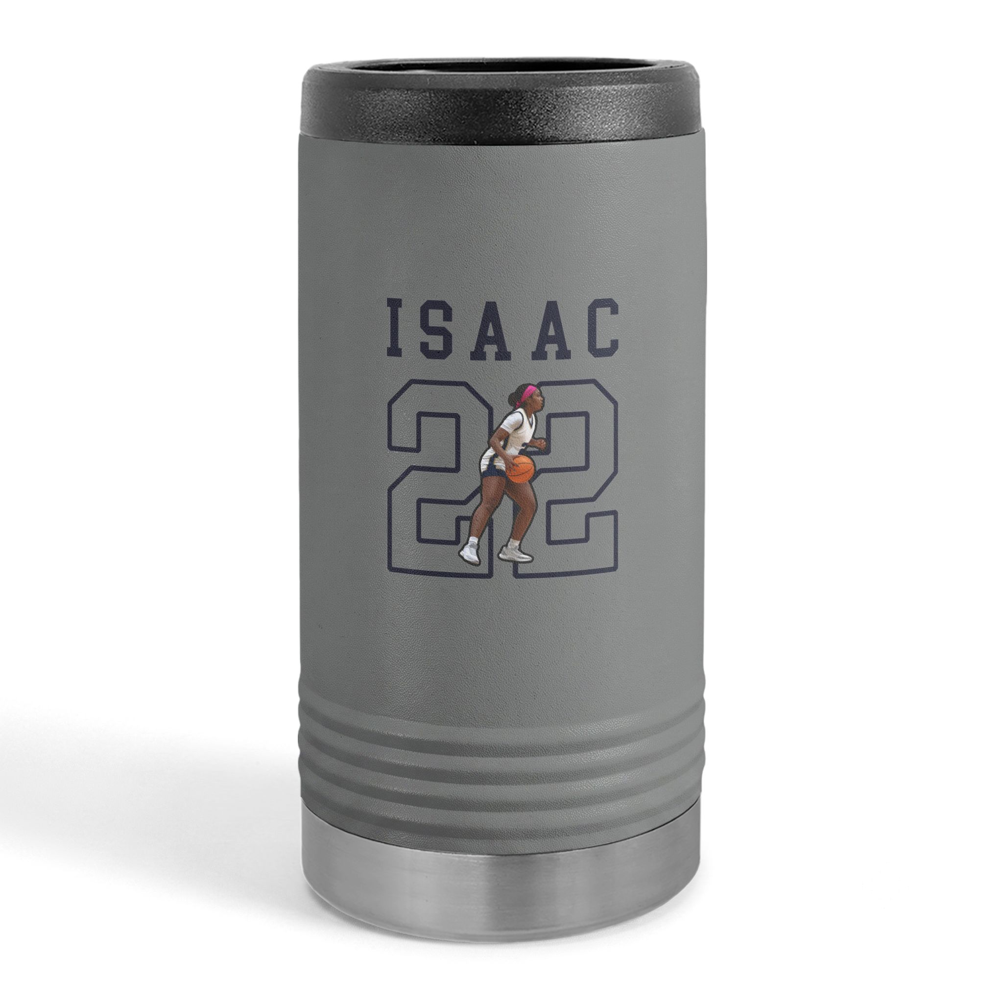 Slim Stainless Can Cooler — character_shirsey in Grey