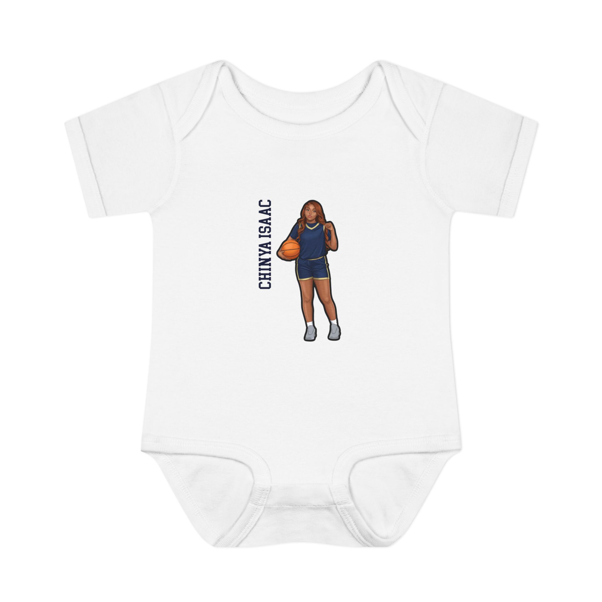 Baby Onesie — character_name_vertical in White