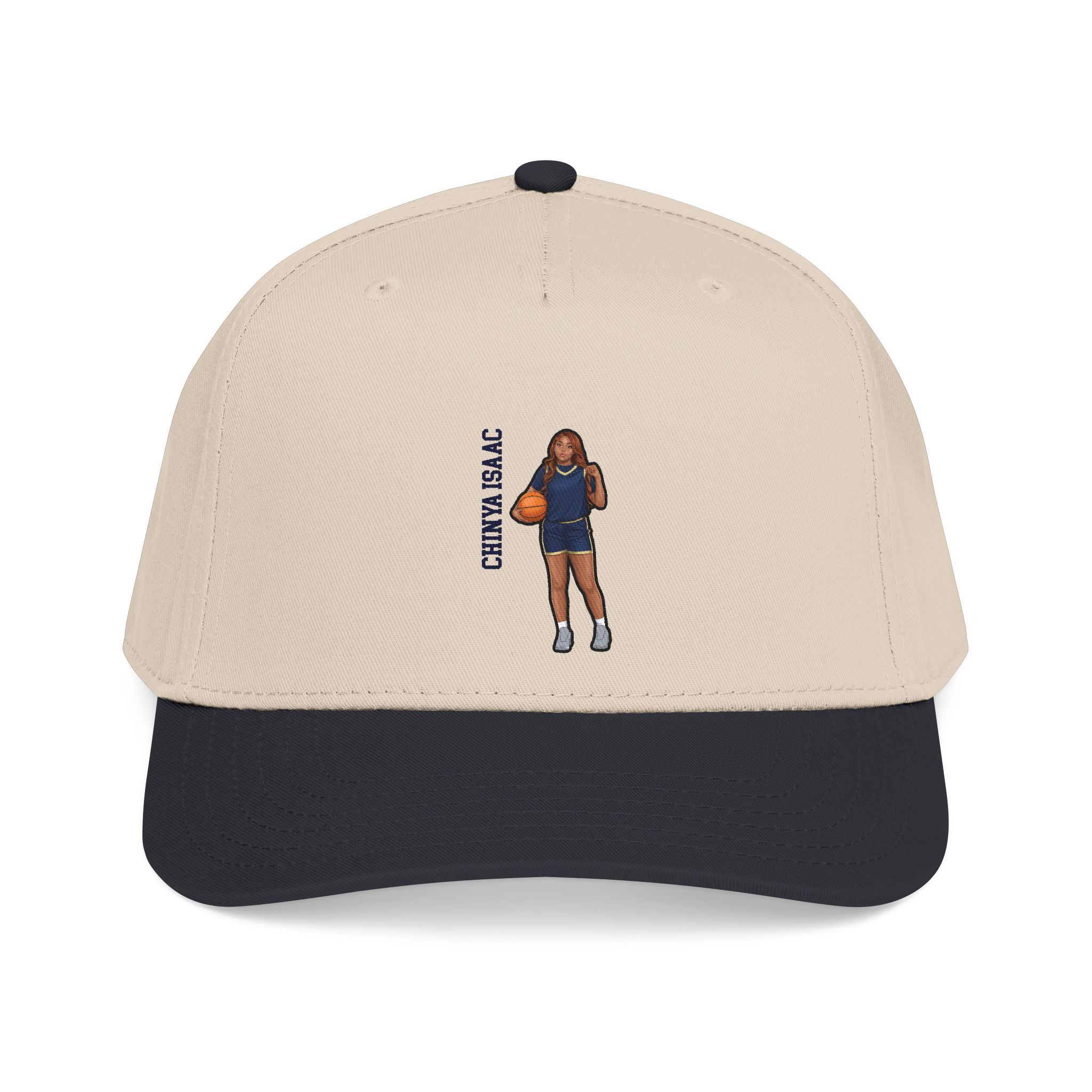Baseball Cap — character_name_vertical in Black / Natural