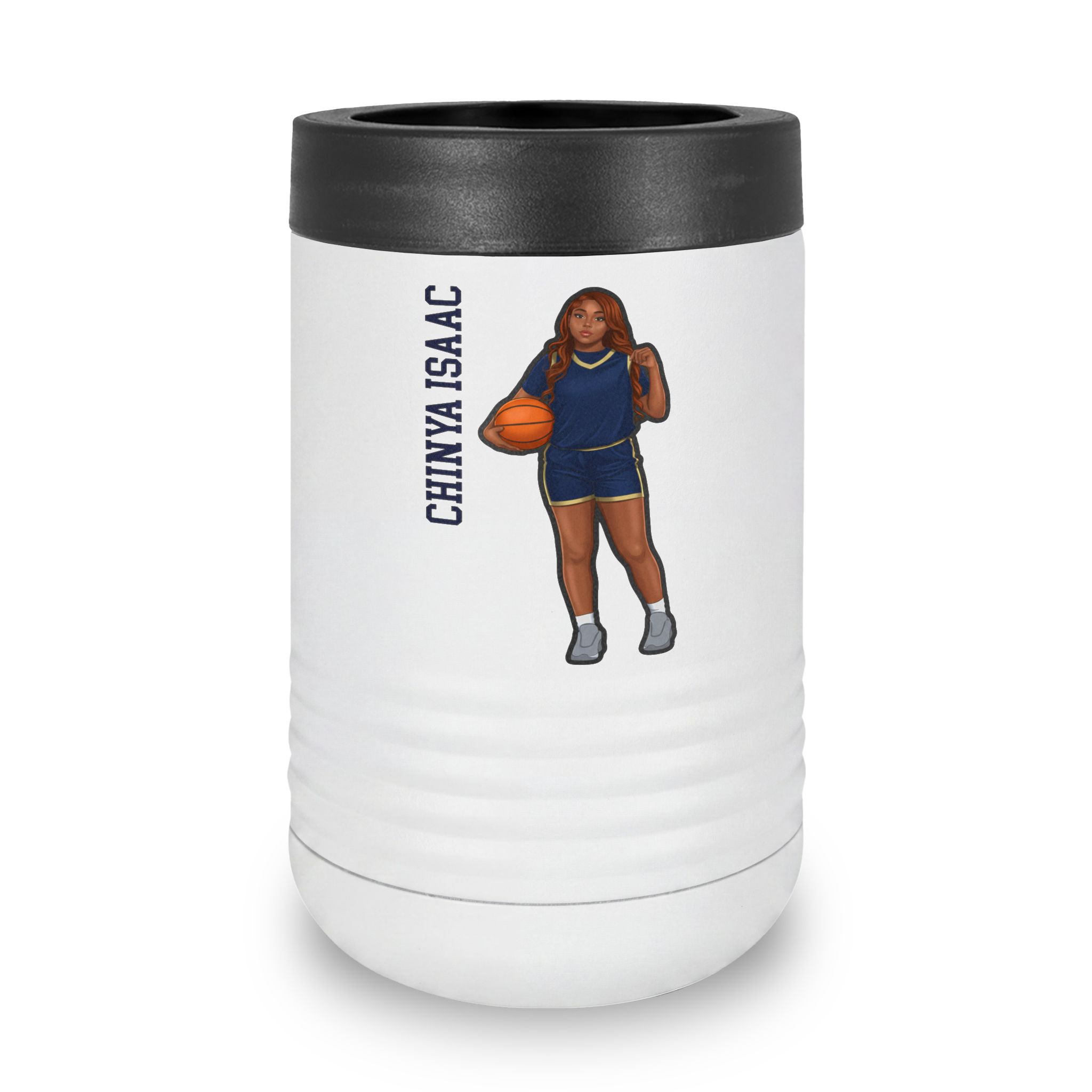 Stainless Can Cooler — character_name_vertical in White