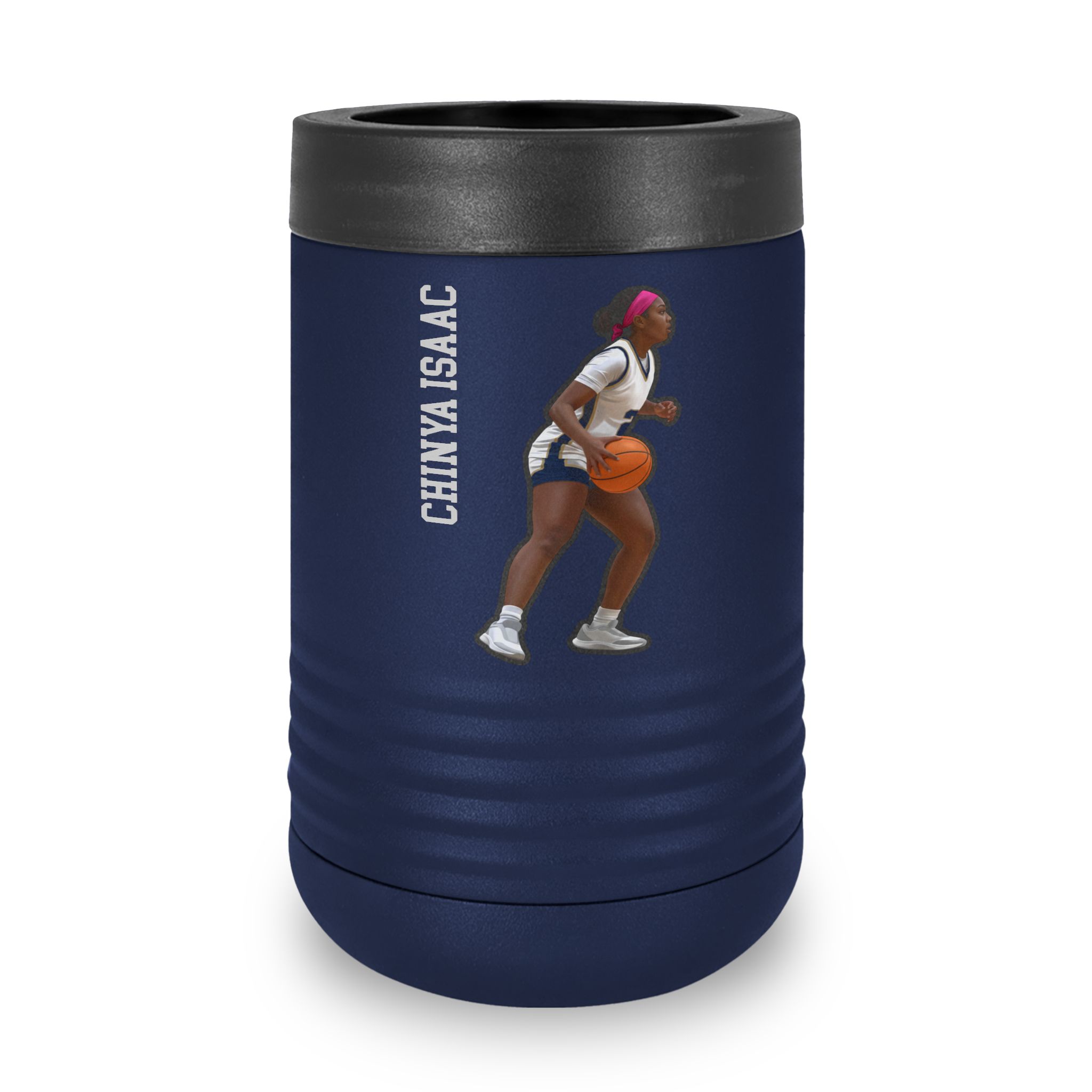 Stainless Can Cooler — character_name_vertical in Navy