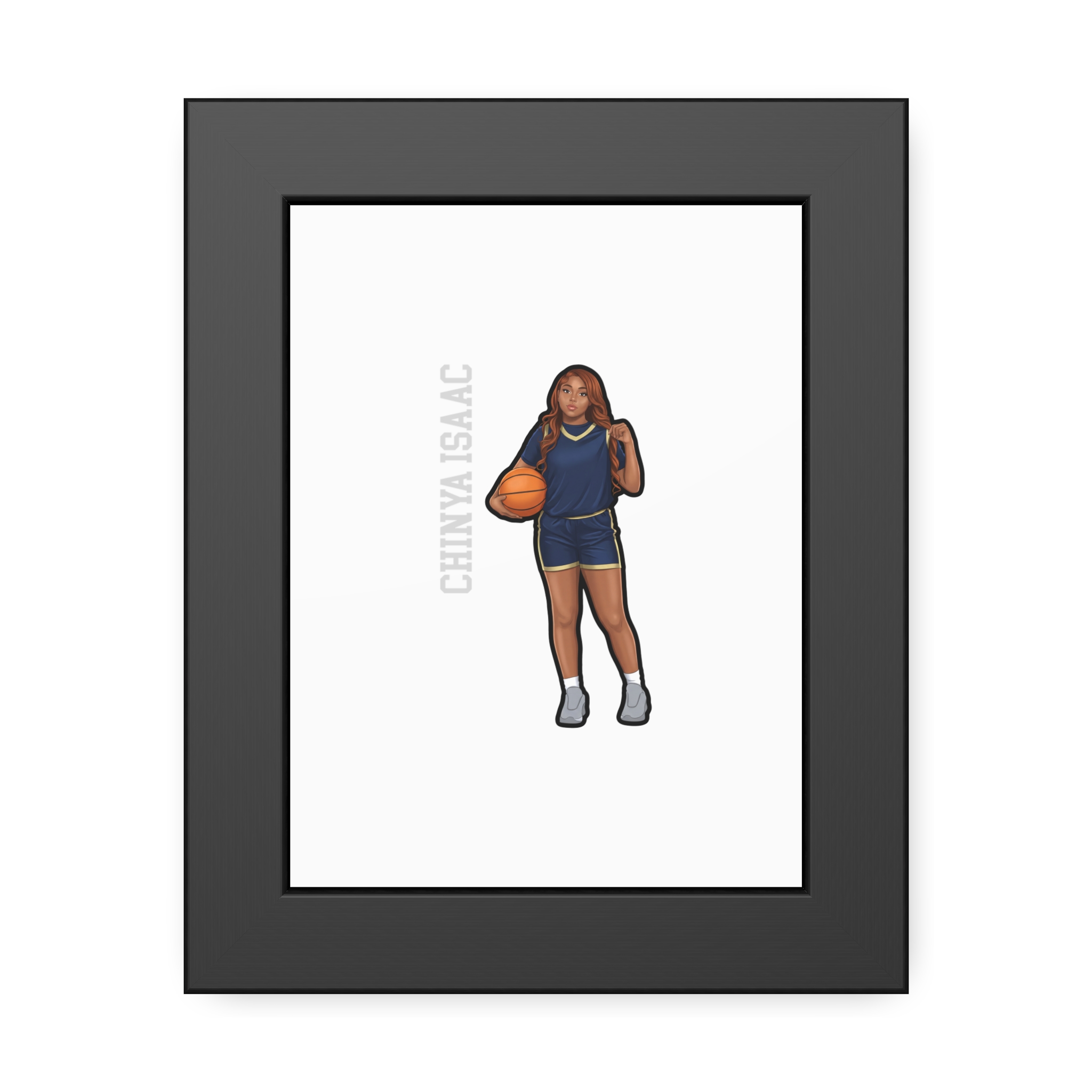 Framed Poster — character_name_vertical in Black