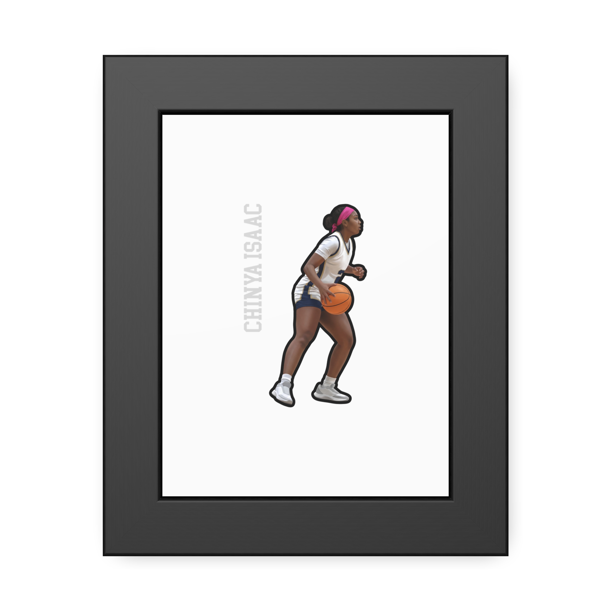 Framed Poster — character_name_vertical in Black