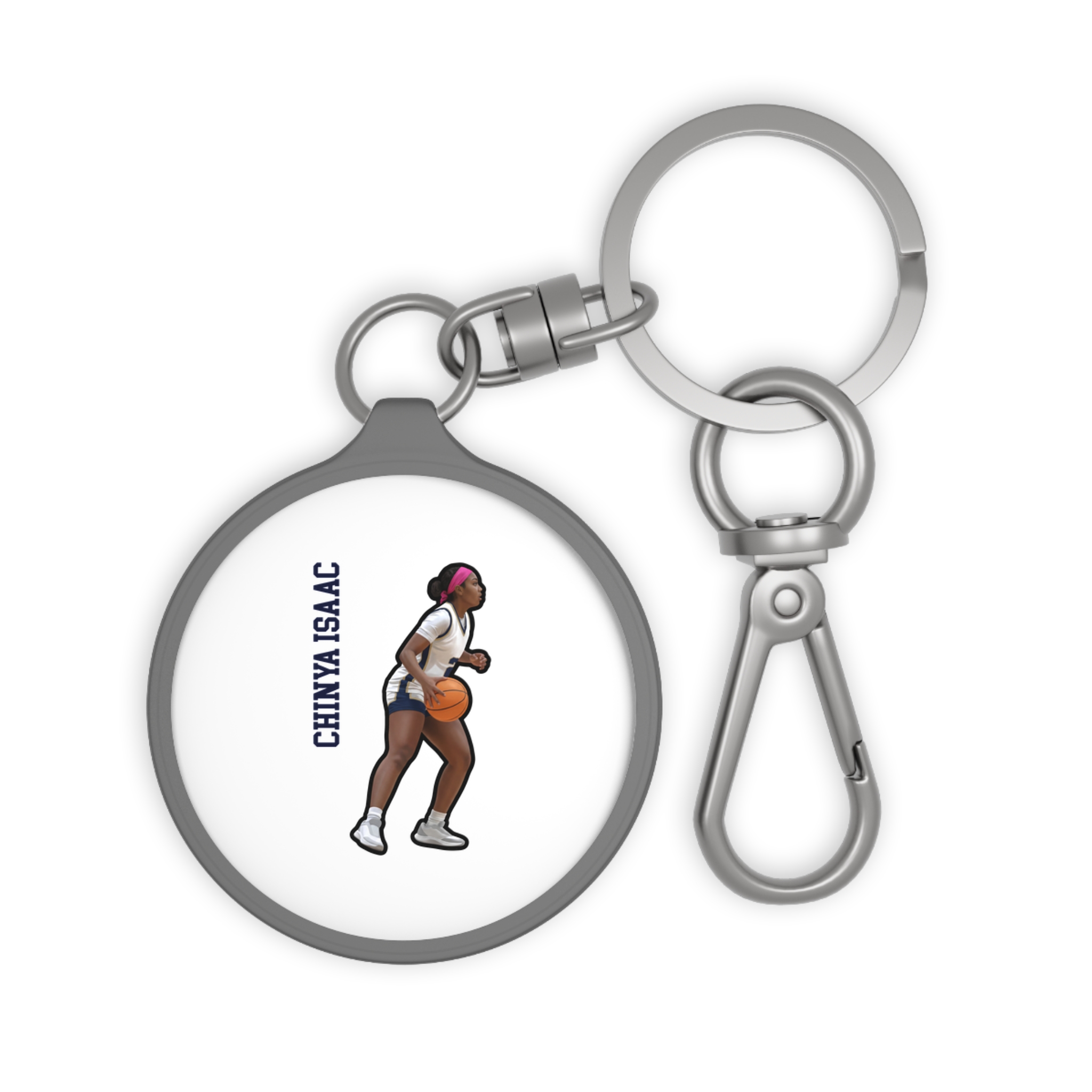 Keychain — character_name_vertical in Grey