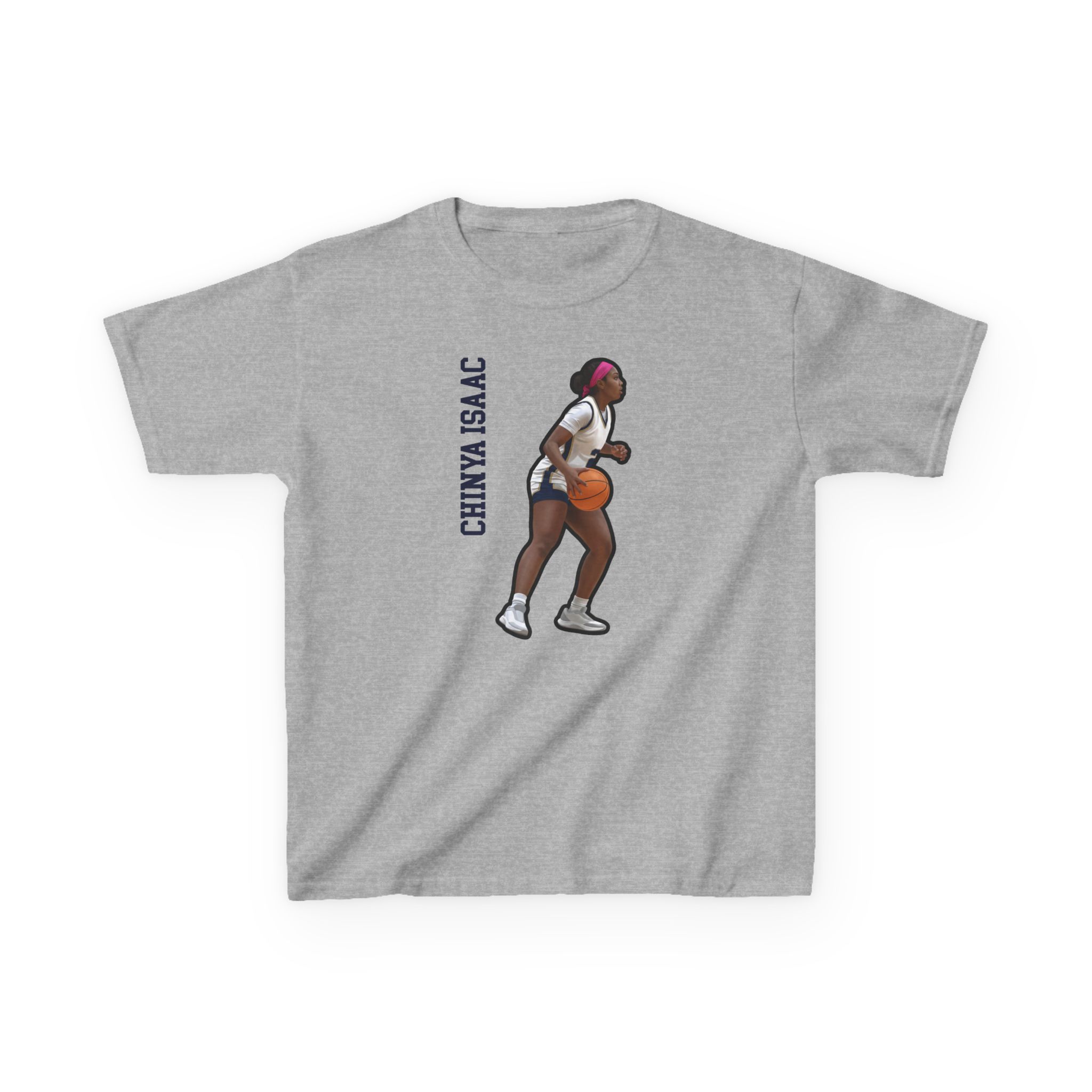 Youth Tee — character_name_vertical in Grey