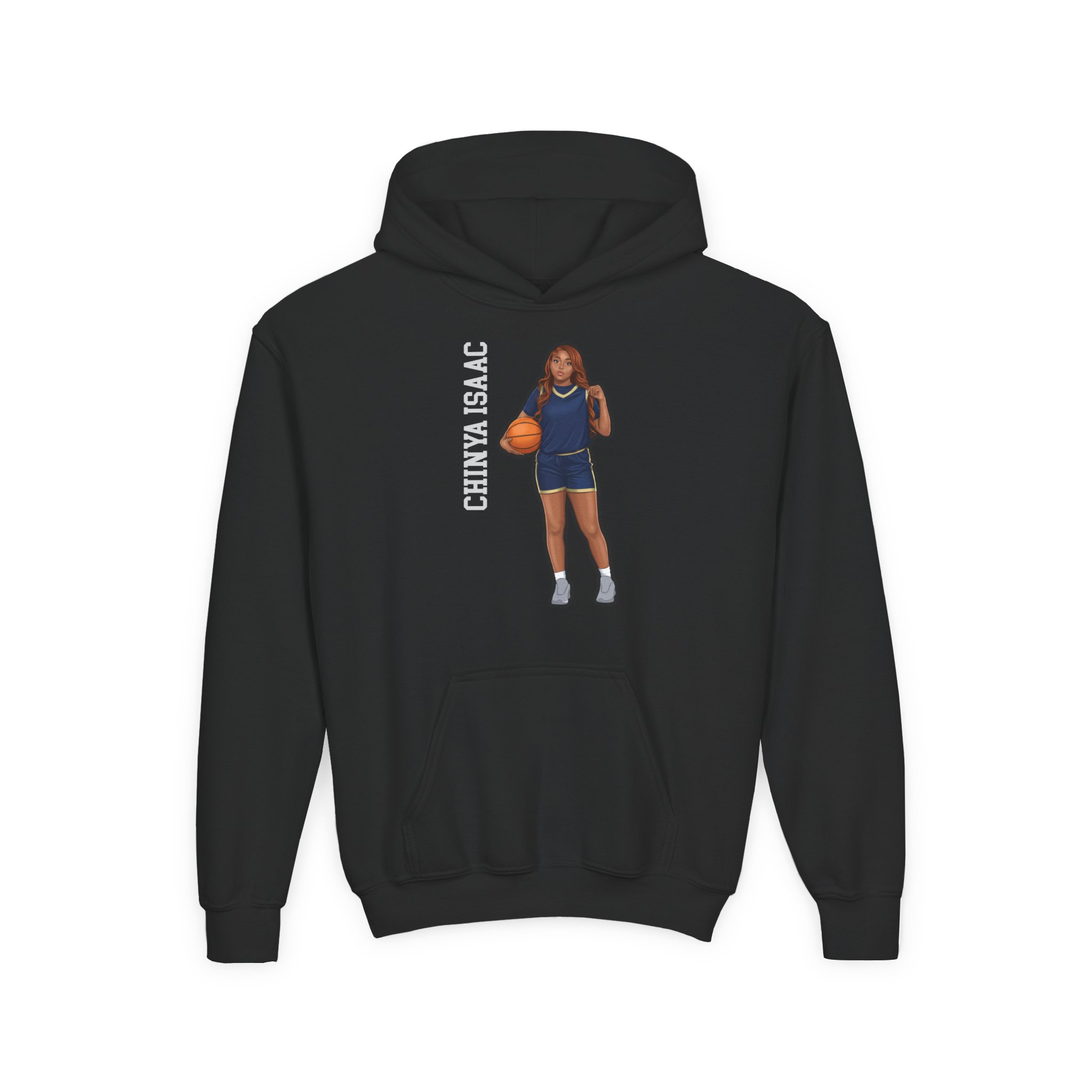 Youth Hoodie — character_name_vertical in Black