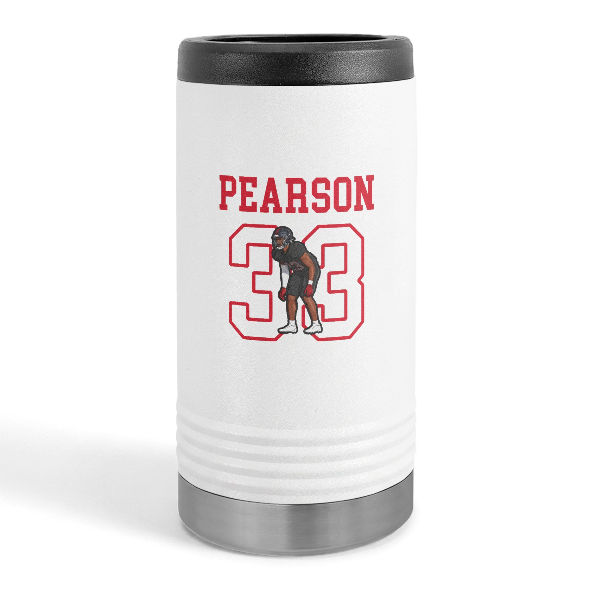 Slim Stainless Can Cooler — character_shirsey in White