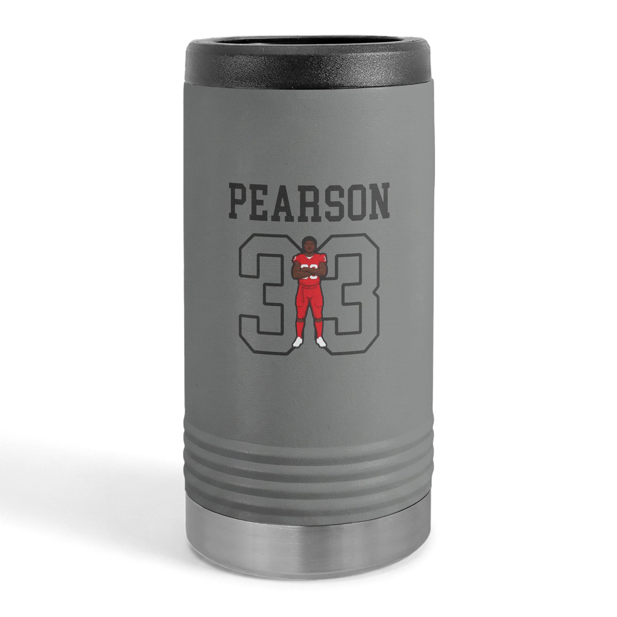 Slim Stainless Can Cooler — character_shirsey in Grey