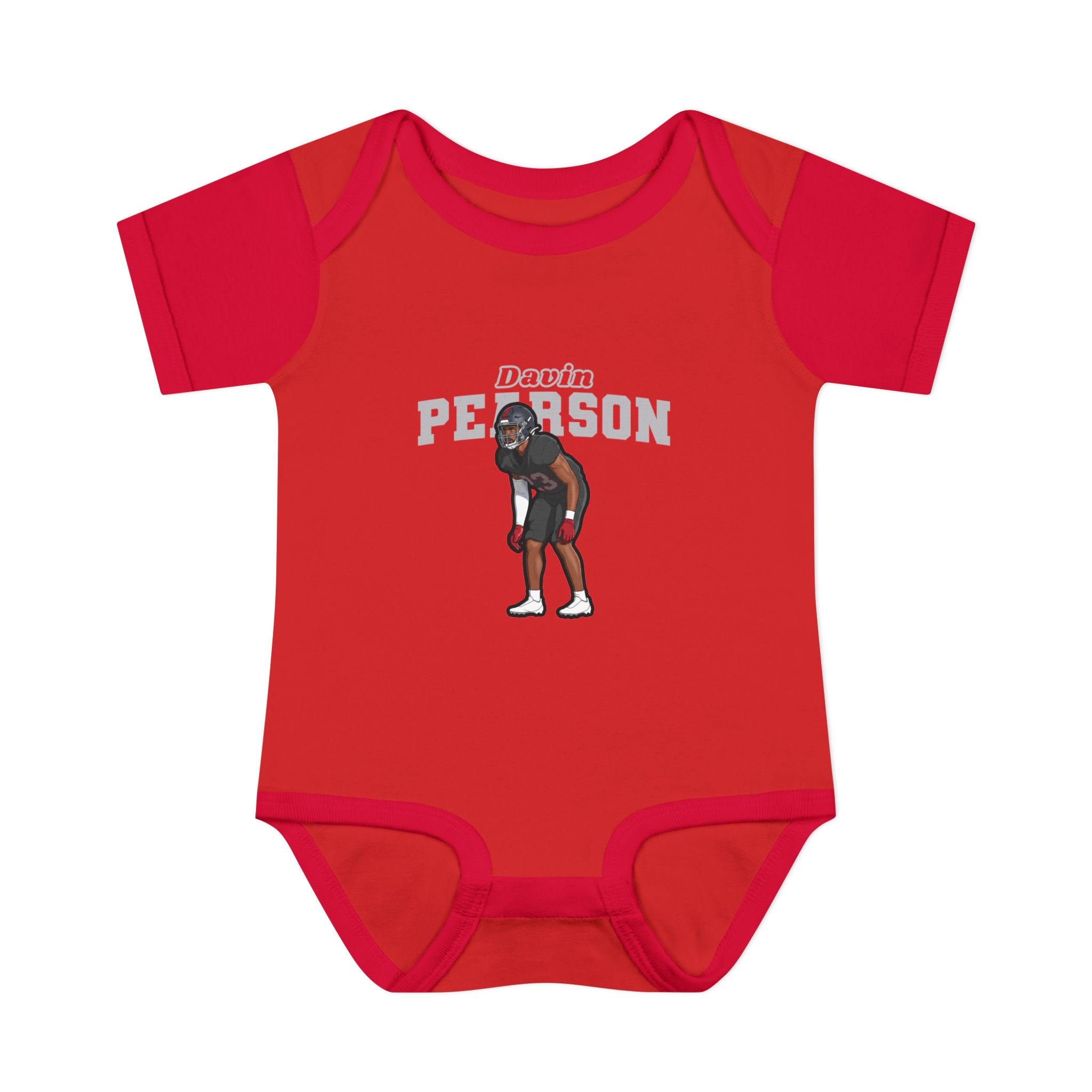 Baby Onesie — character_name_arch in Red