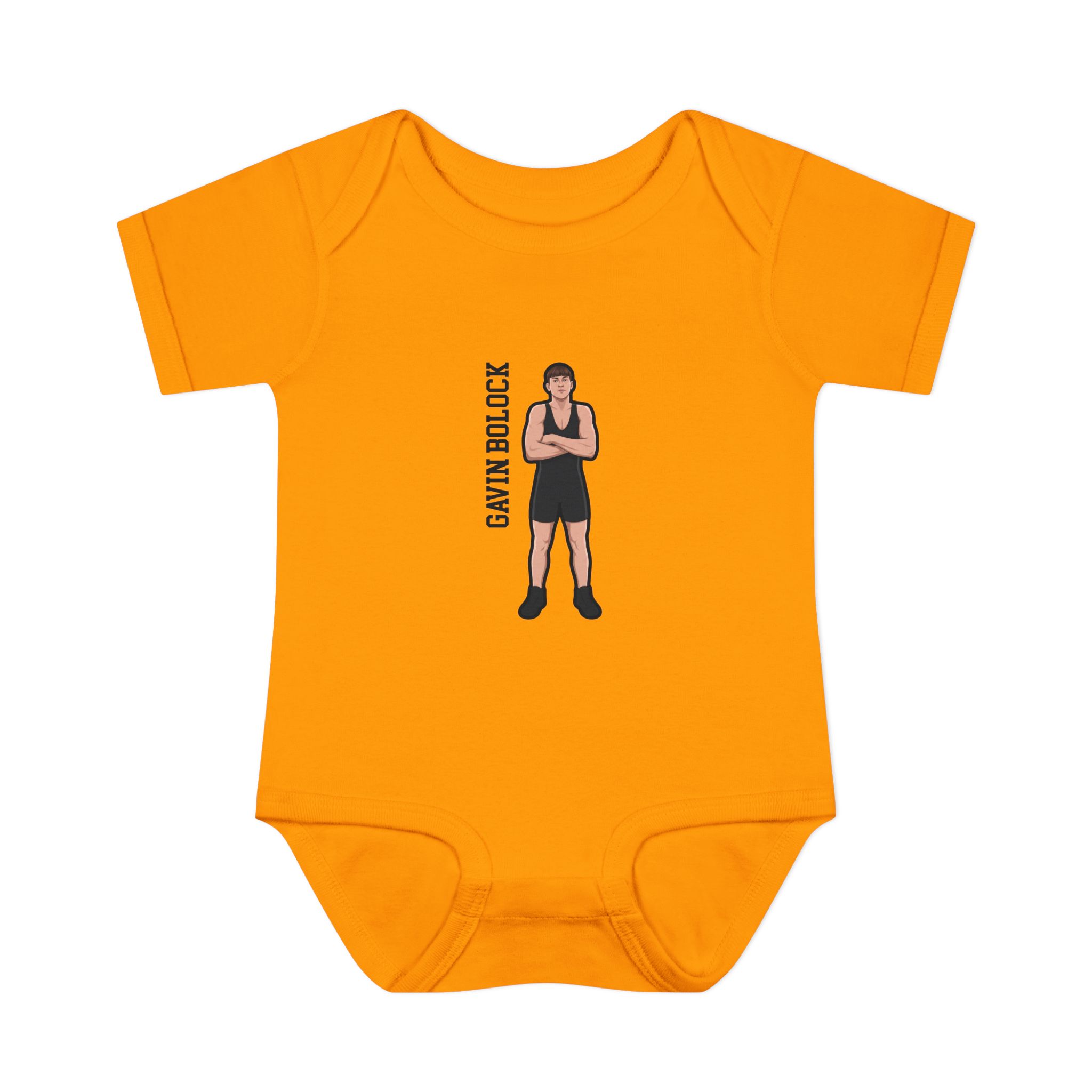 Baby Onesie — character_name_vertical in Gold